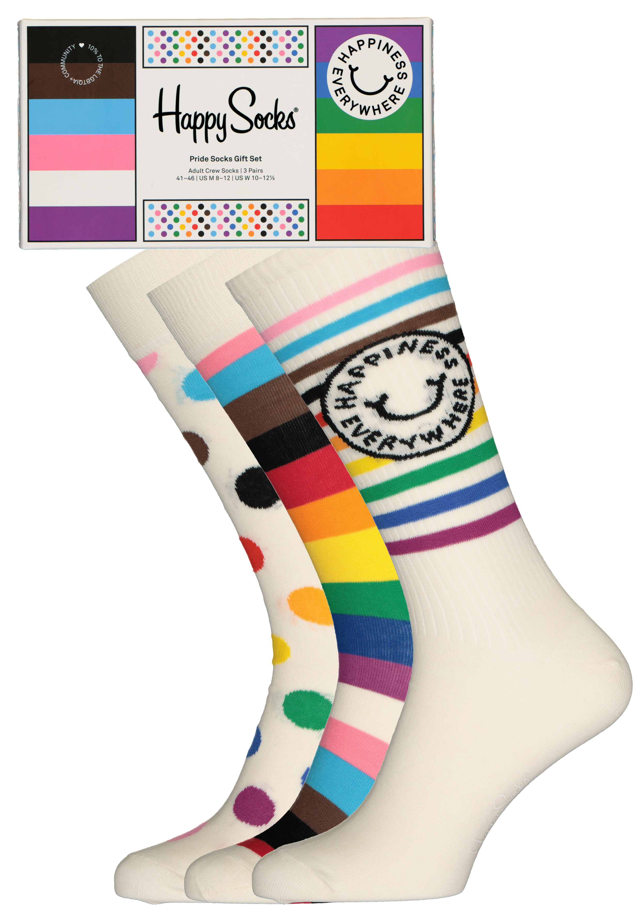Neue beliebte Modelle Happy Socks tot Set Socks unisex kortingen Gift sokken - (3-pack), Pride met SALE 70% in