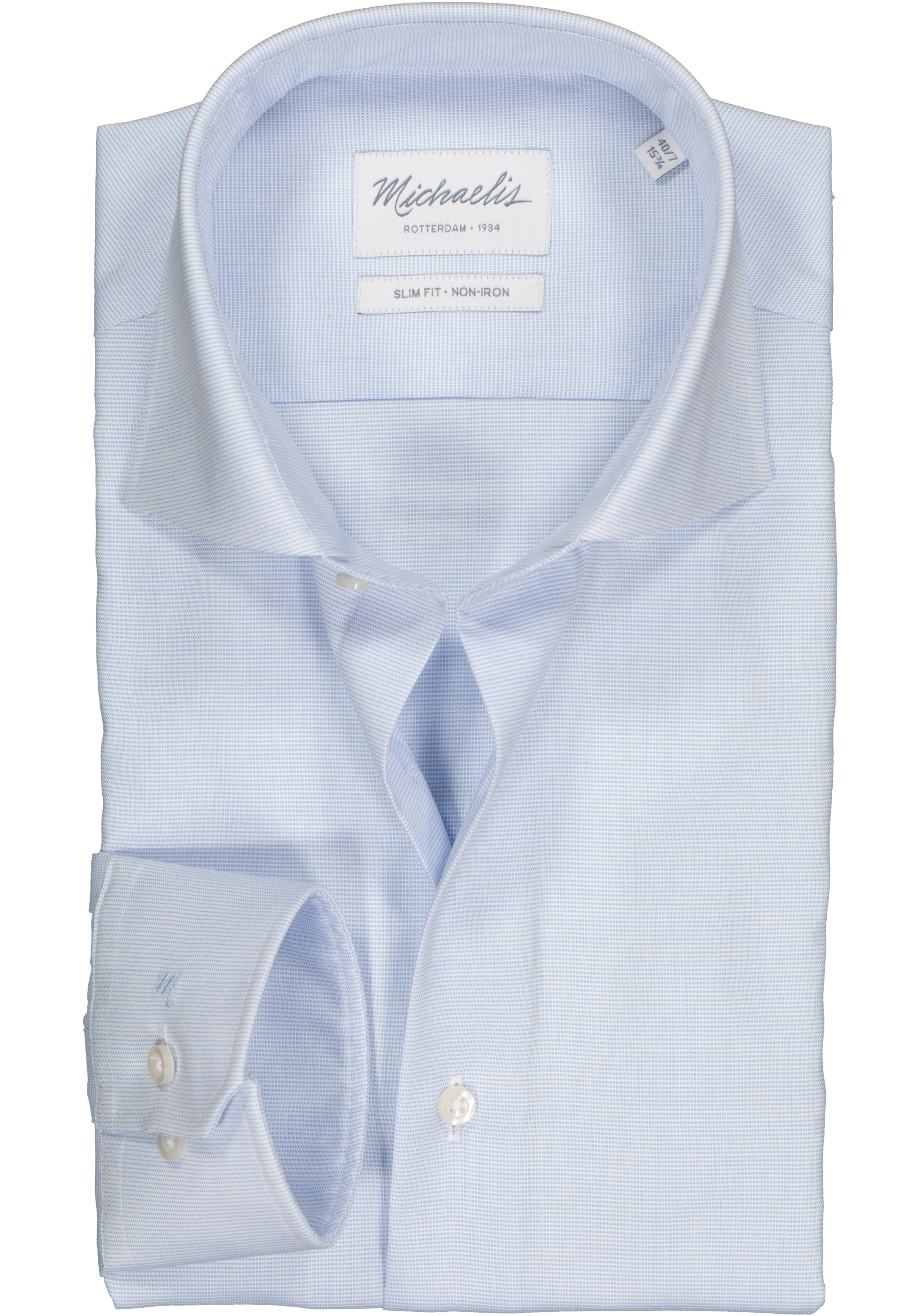 Op het randje vasthoudend Oppervlakkig Michaelis Slim Fit overhemd, mouwlengte 7, licht blauw - Gratis bezorgd