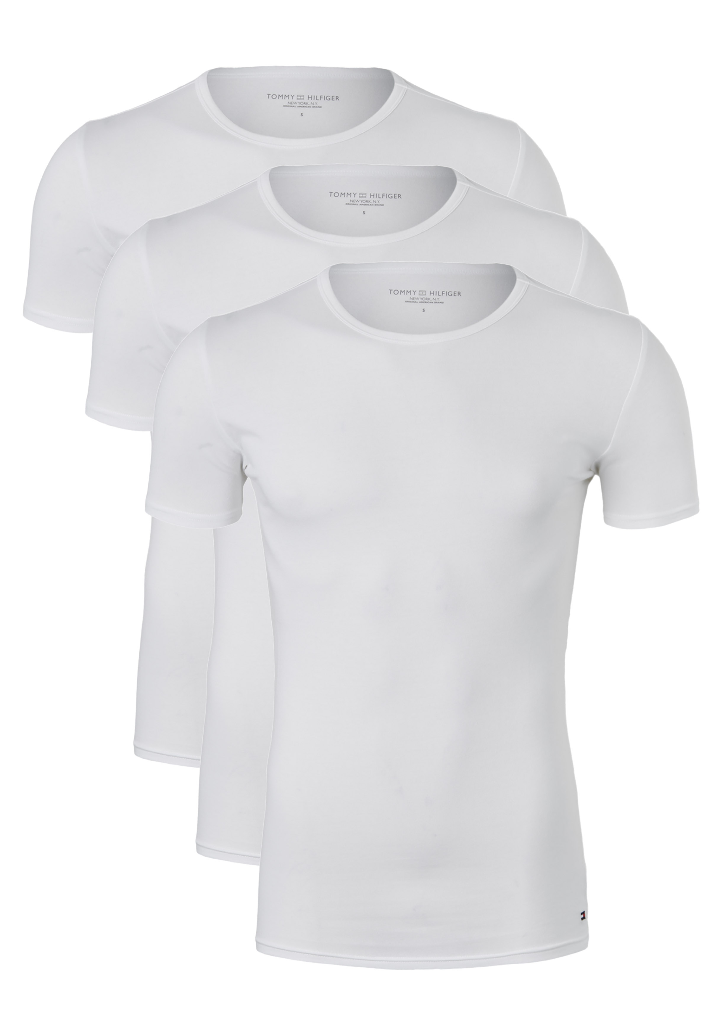software Regenboog Voorstellen Tommy Hilfiger Cotton stretch T-shirts (3-pack), heren T-shirts O-hals, wit  - Zomer SALE tot 50% korting