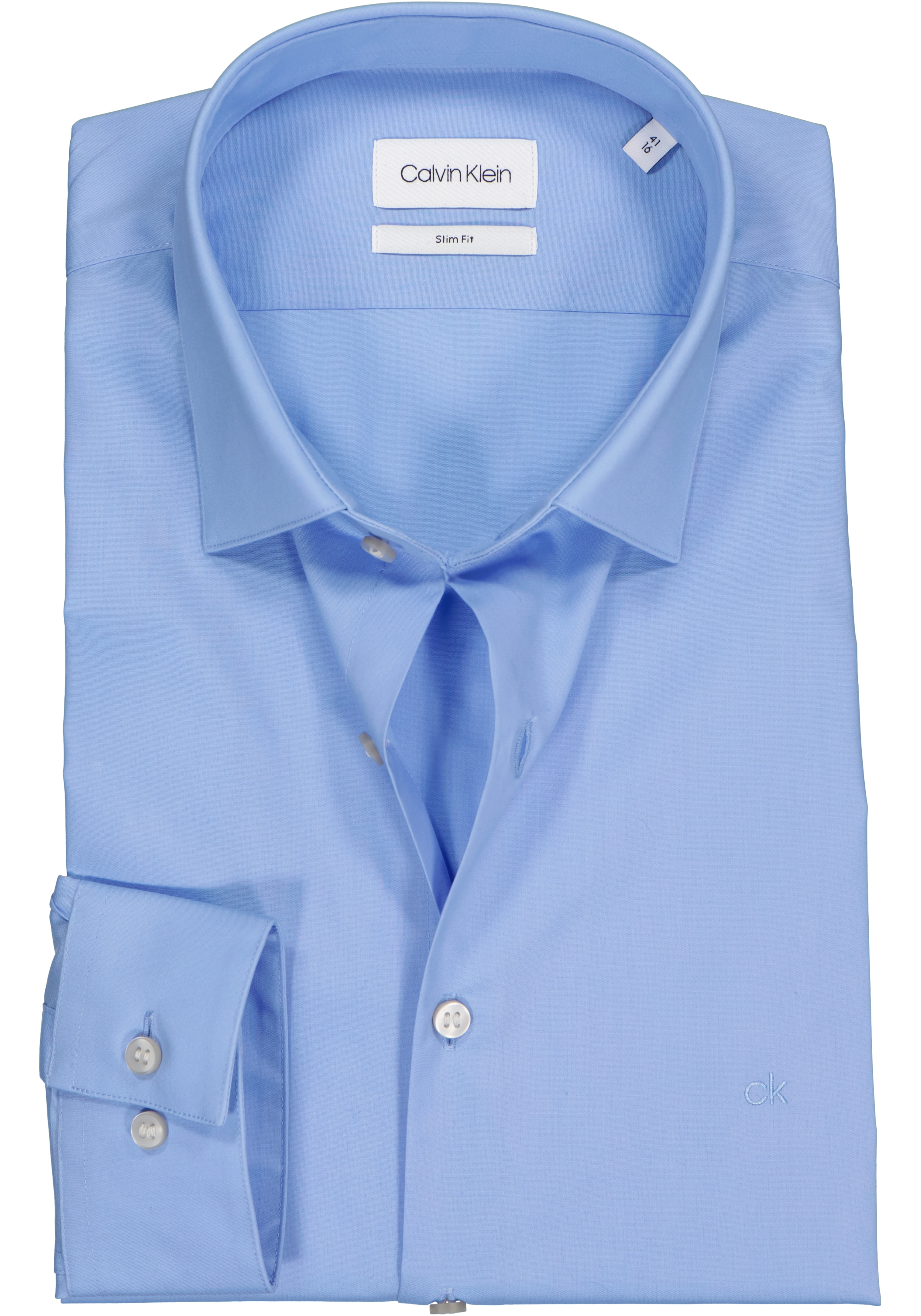 Calvin Klein overhemd, 2-ply stretch, light blue - SALE tot korting