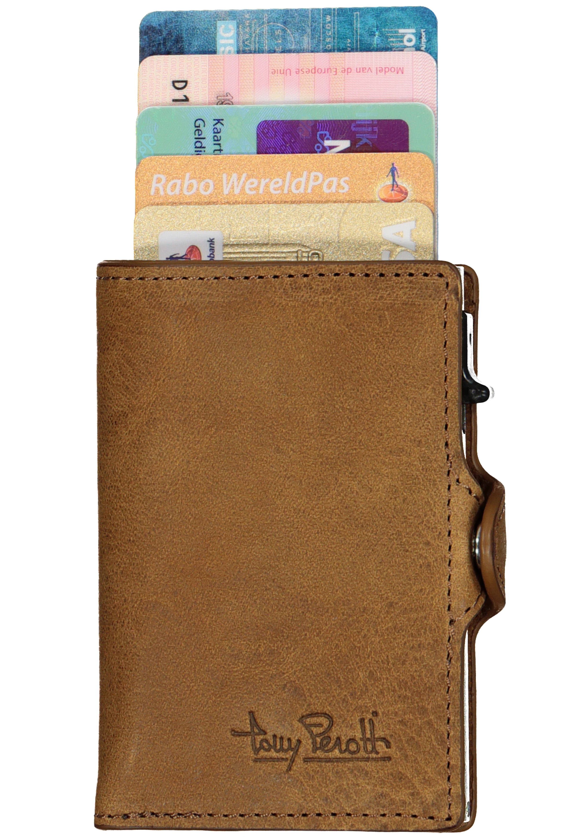 Ellendig veeg Perfect Tony Perotti pasjes RFID portemonnee (6 pasjes) met papiergeldvak, bruin...  - Shop de nieuwste voorjaarsmode