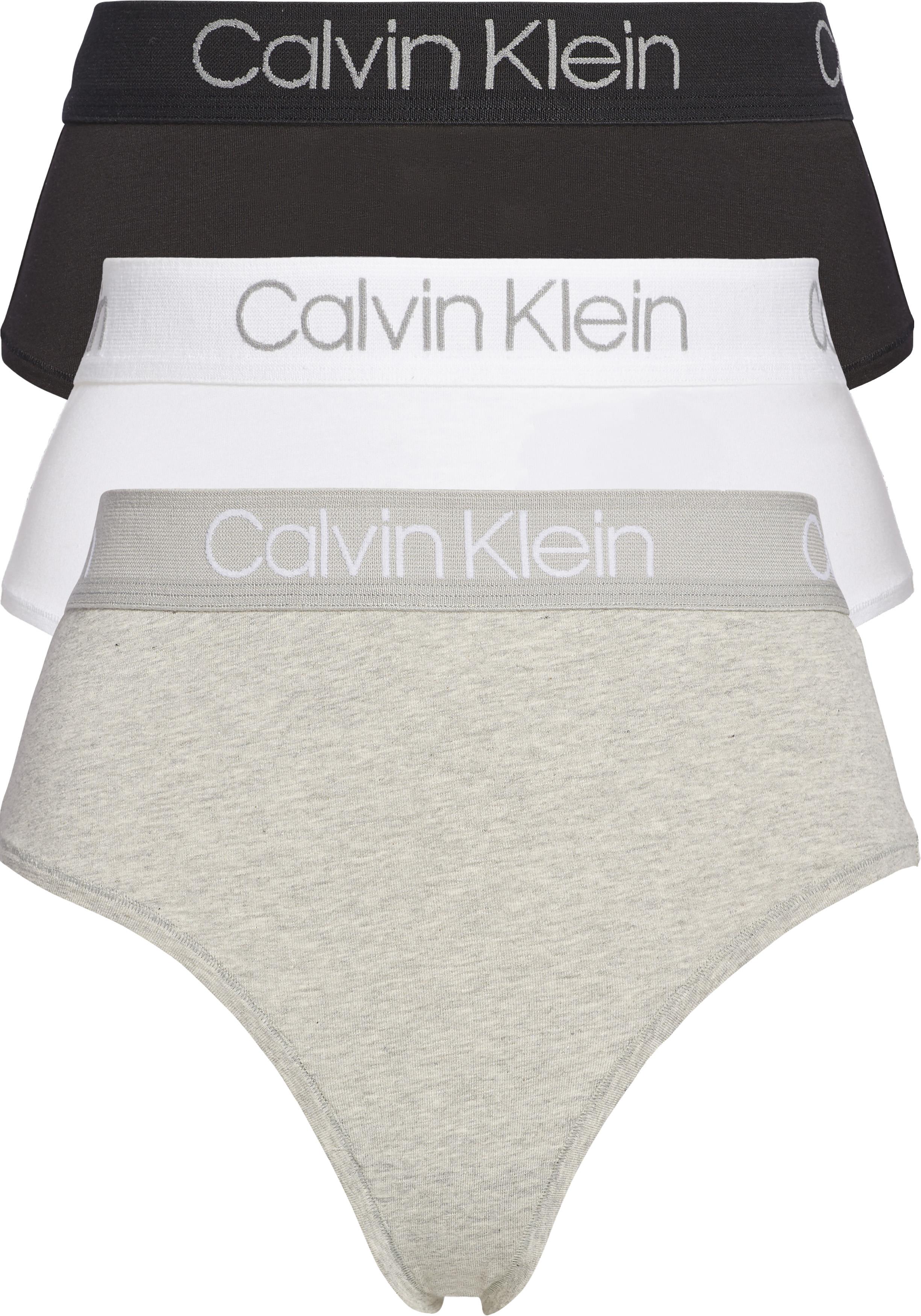 Calvin Klein hoge taille strings (3-pack), zwart, wit en grijs - Shop de nieuwste voorjaarsmode