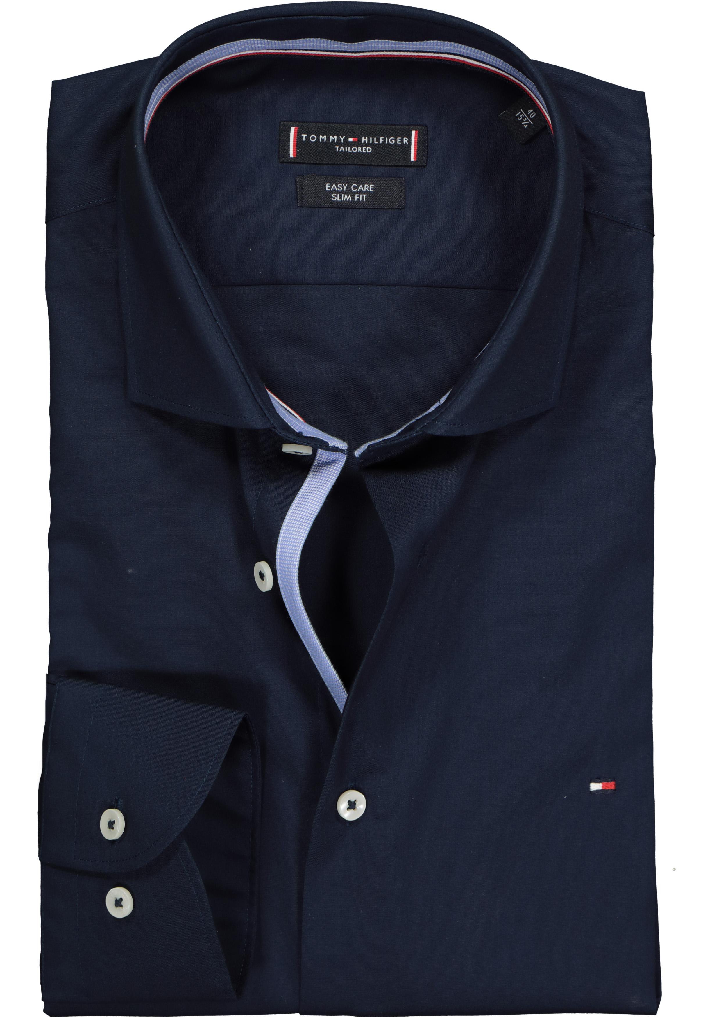 Tommy Hilfiger Classic slim fit overhemd, donkerblauw (contrast) - Shop de voorjaarsmode