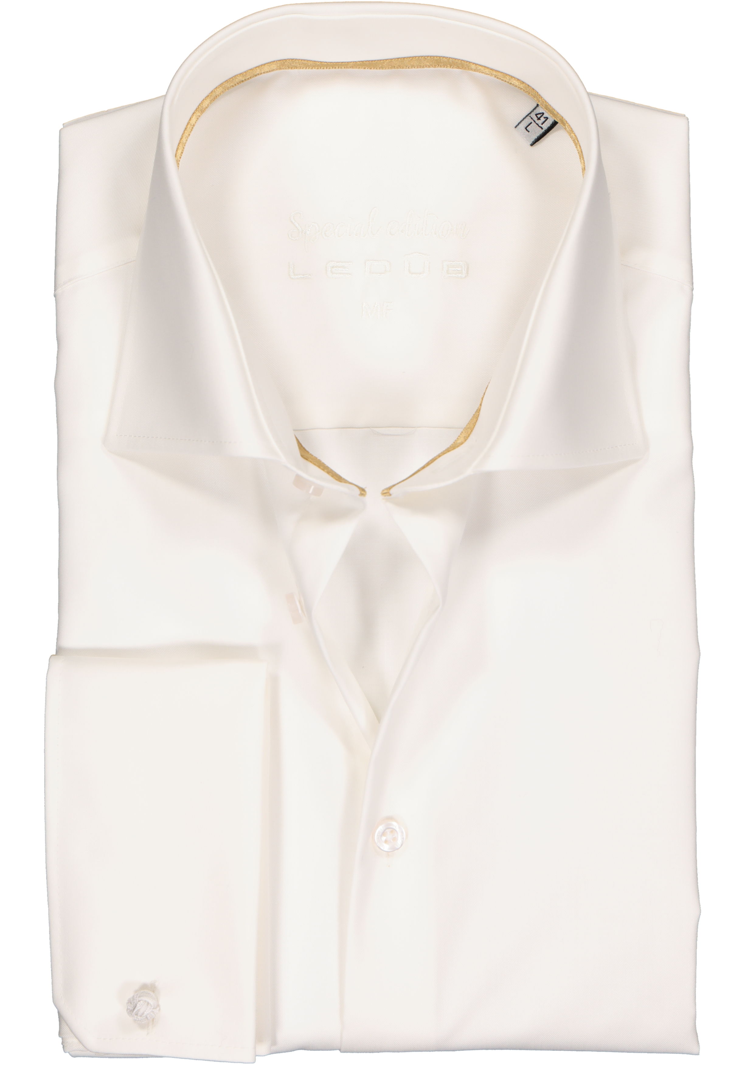 Integreren knoop Humanistisch Ledub modern fit overhemd, dubbele manchet, beige twill - Shop de nieuwste  voorjaarsmode