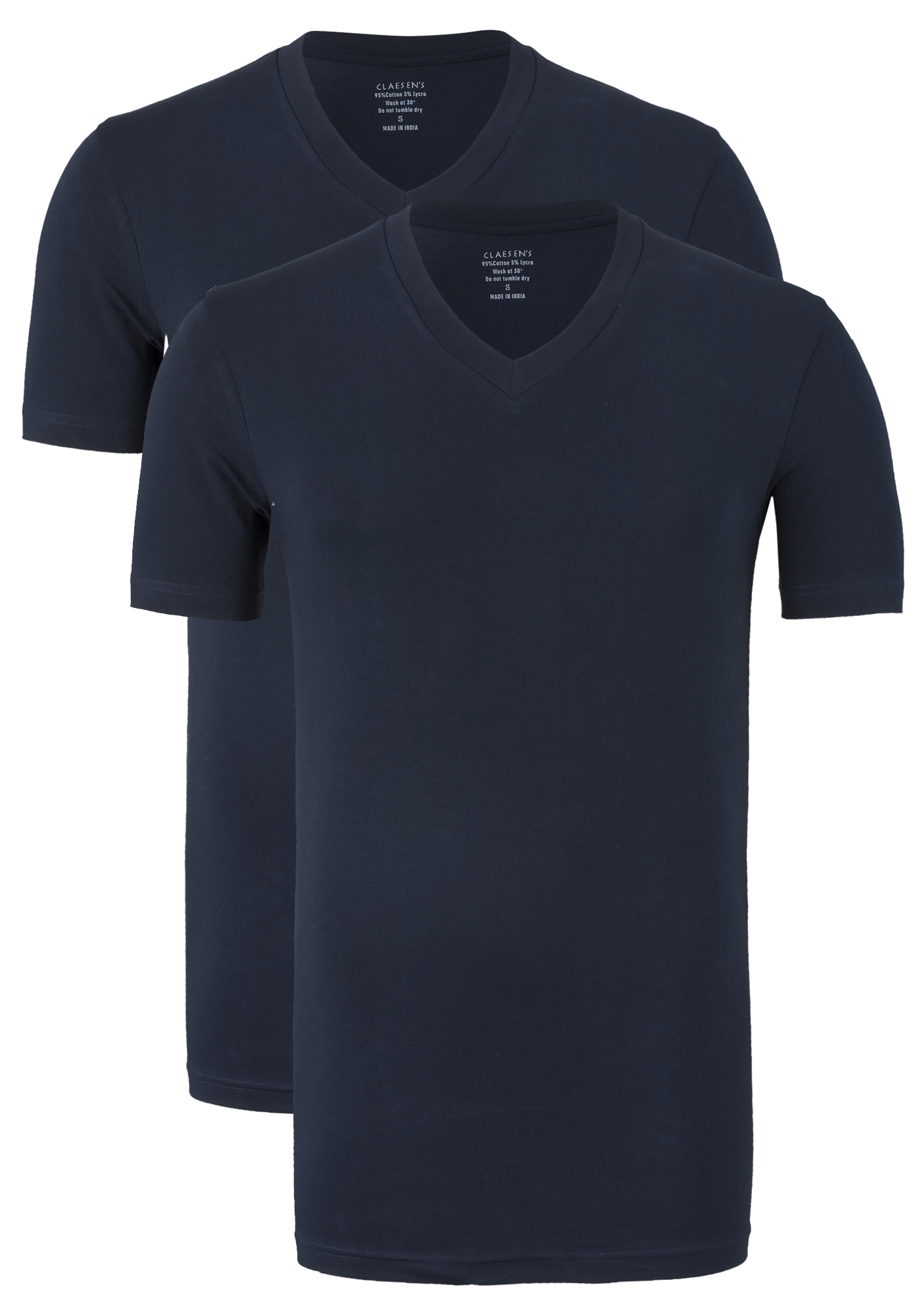 Monarch Roux was Claesen's T-shirts (2-pack), V-hals, blauw - Gratis bezorgd