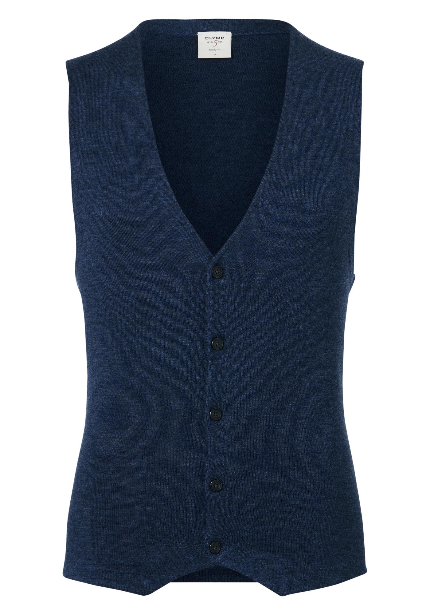 OLYMP Level 5 gilet, wol met zijde, blauw mouwloos vest Shop de nieuwste voorjaarsmode