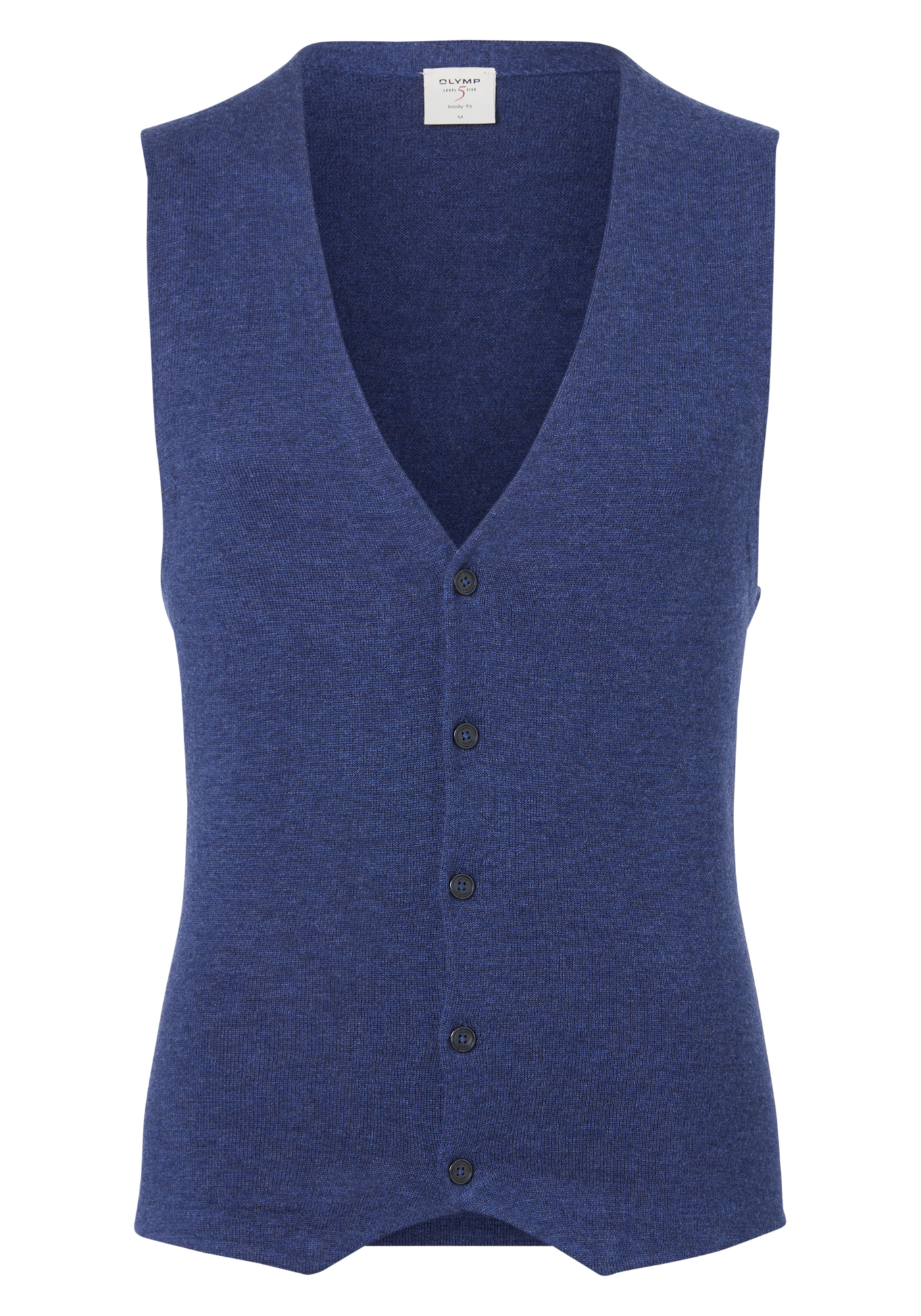 OLYMP Level 5 fit gilet, wol zijde, jeans blauw vest - Zomer tot 70% korting