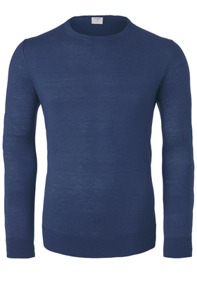 OLYMP Level 5 body fit trui wol met zijde, O-hals, royal blauw