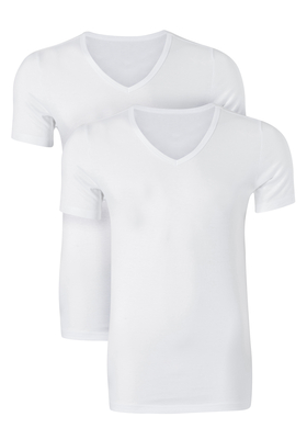 ten Cate Basic T-shirts (2-pack), heren T-shirts met V-hals, wit
