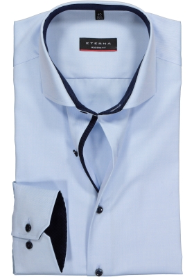 ETERNA modern fit overhemd, niet doorschijnend twill heren overhemd, lichtblauw (donkerblauw contrast)