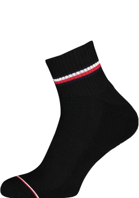 Tommy Hilfiger Iconic Quarter Socks (2-pack), heren sneaker sportsokken katoen, zwart