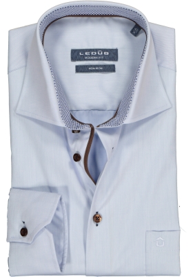 Ledub Modern Fit overhemd, lichtblauw twill (contrast)