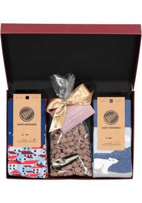 Hot Chocolade cadeauset Many Mornings sokken met warme chocolademelk, Winterpret