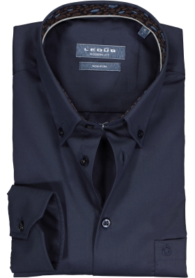 Ledub overhemd modern fit overhemd, twill, donkerblauw (dessin contrast)