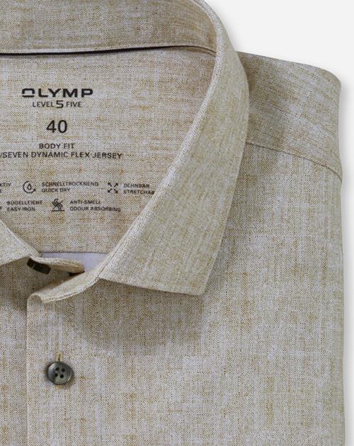 OLYMP 24/7 Level 5 body fit overhemd, korte mouw, tricot, messing