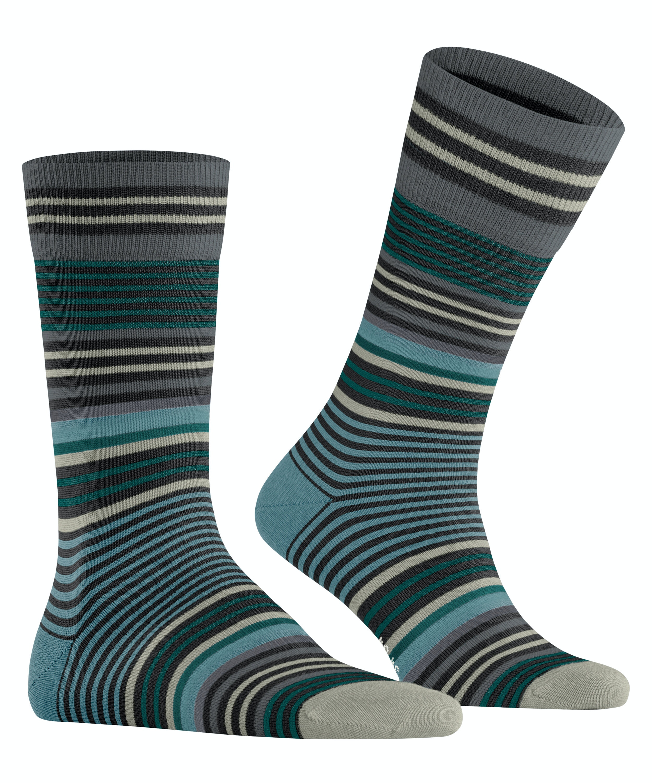 Burlington Stripe herensokken, zwart (black)