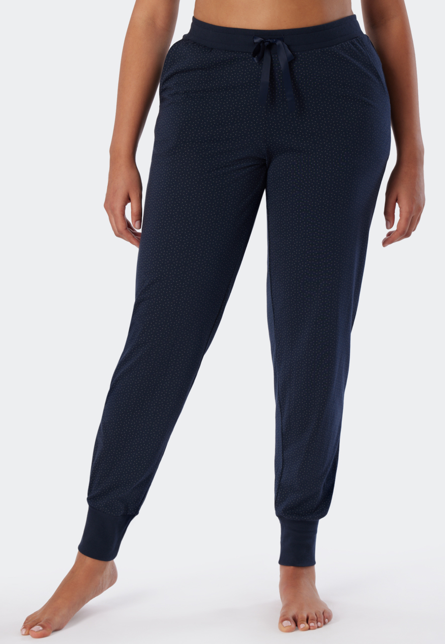 SCHIESSER Mix + Relax nachtkleding dames, dames jersey broekzomen nachtblauw bedrukt