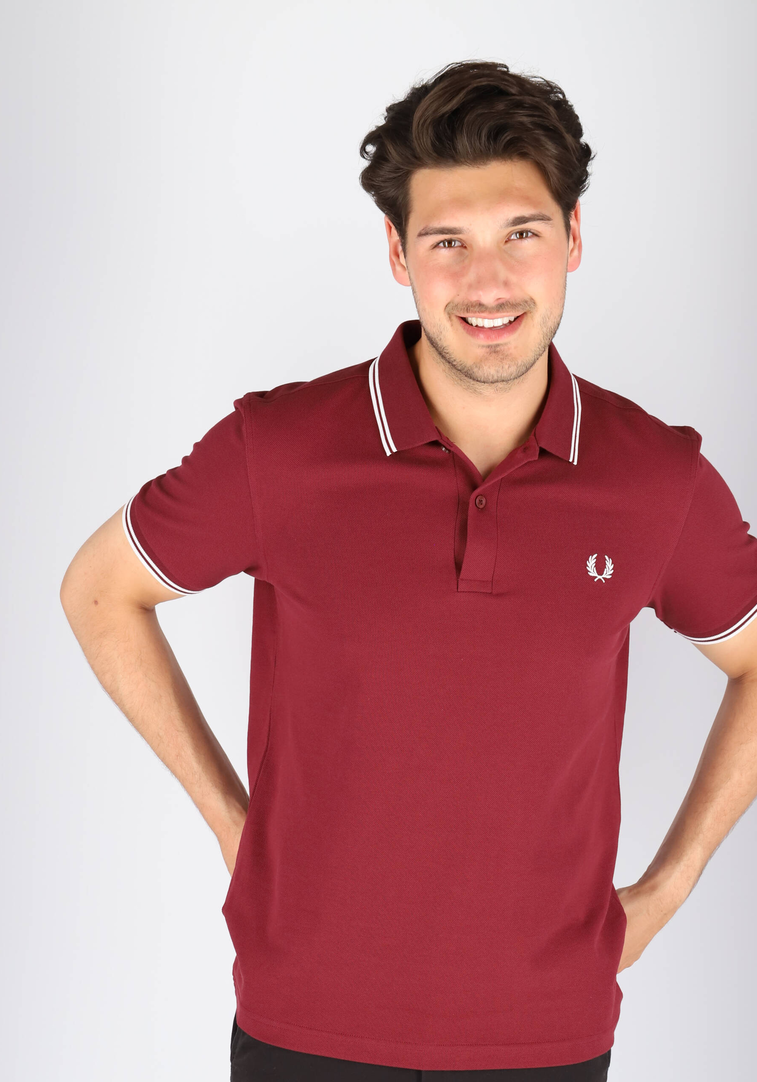 Fred Perry M3600 polo twin tipped shirt, heren polo Port / White / White