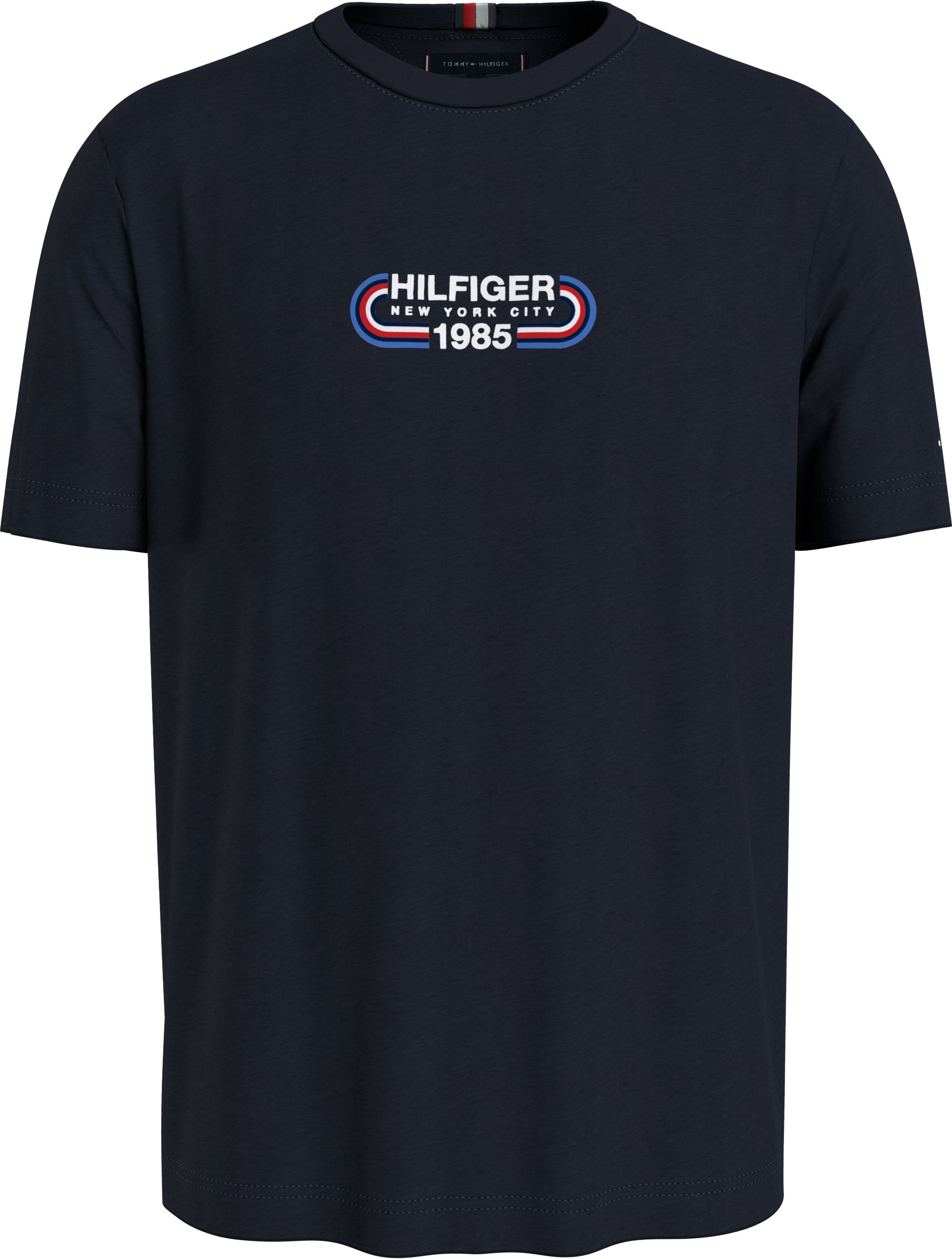 Tommy Hilfiger Hilfiger Track Graphic Tee, heren T-shirt korte mouw O-hals, donkerblauw