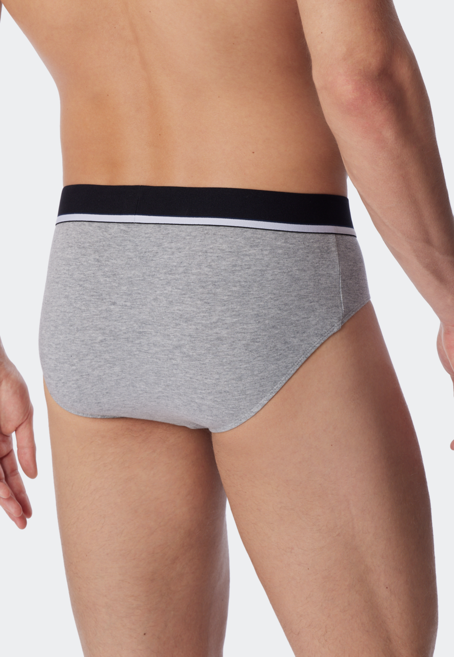 SCHIESSER 95/5 slip (3-pack), heren rioslips biologisch katoen geweven elastische tailleband zwart/grijs