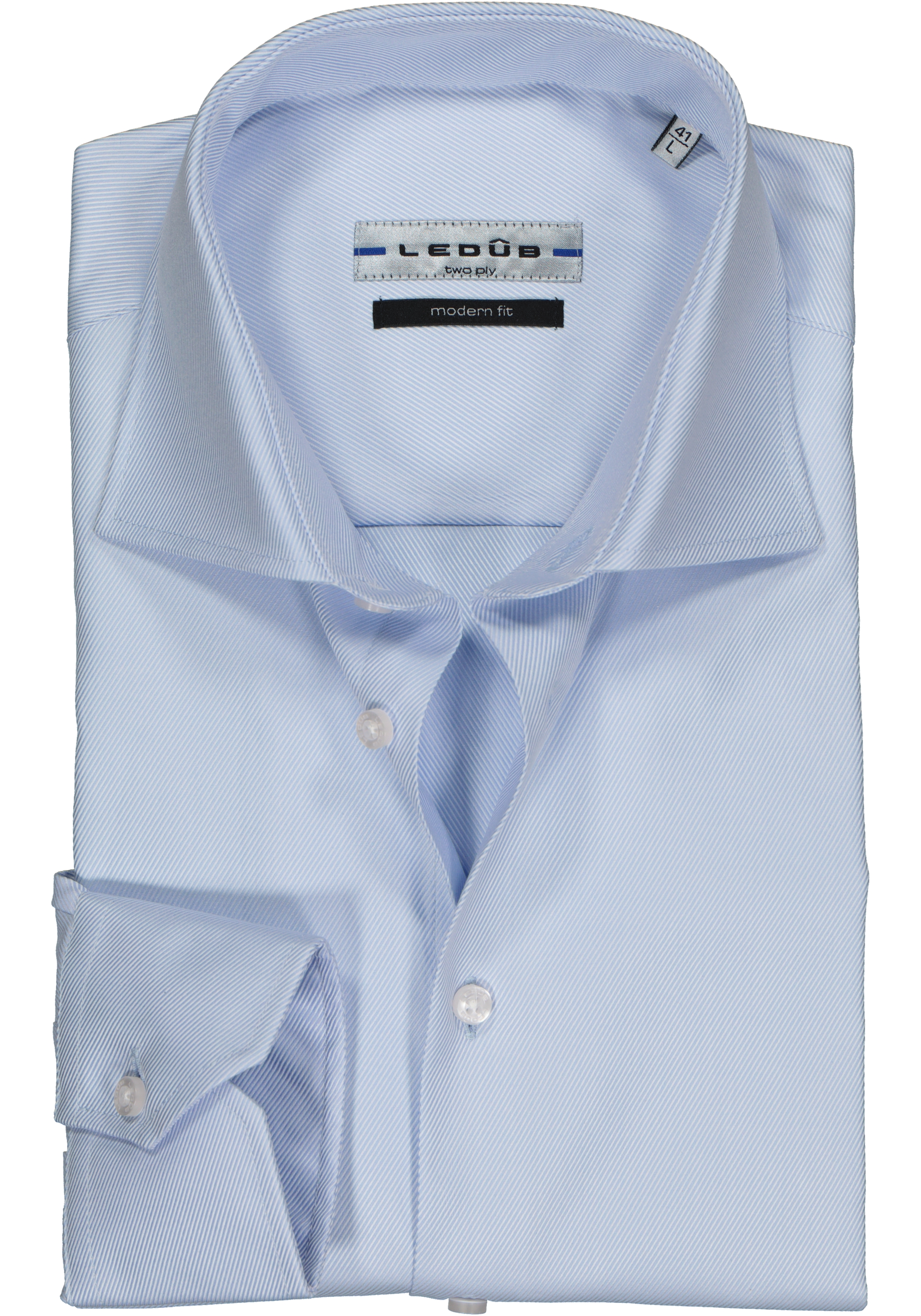 Ledub modern fit overhemd, lichtblauw twill 
