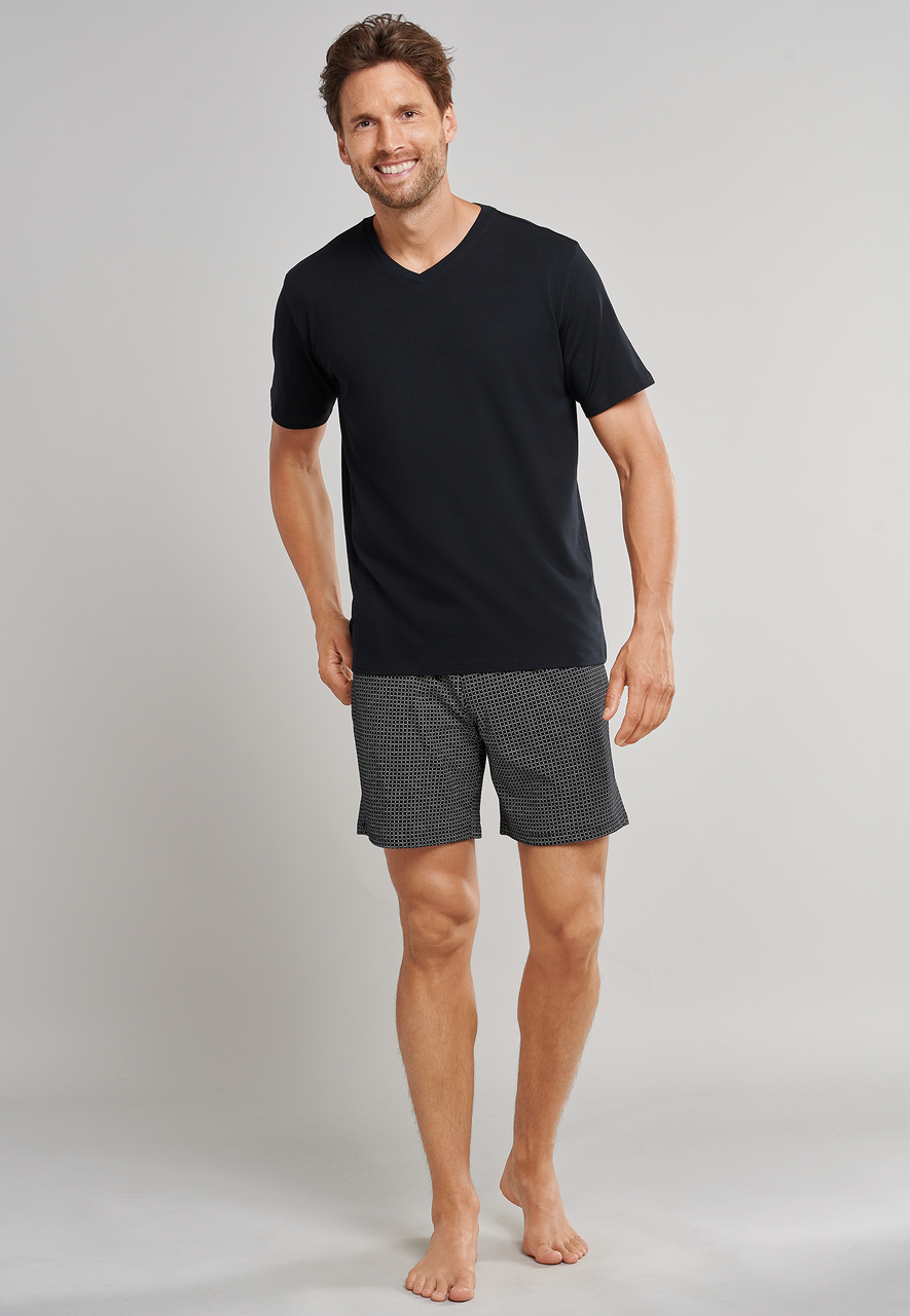 SCHIESSER Mix+Relax T-shirt, heren shirt korte mouwen v-uitsnijding zwart