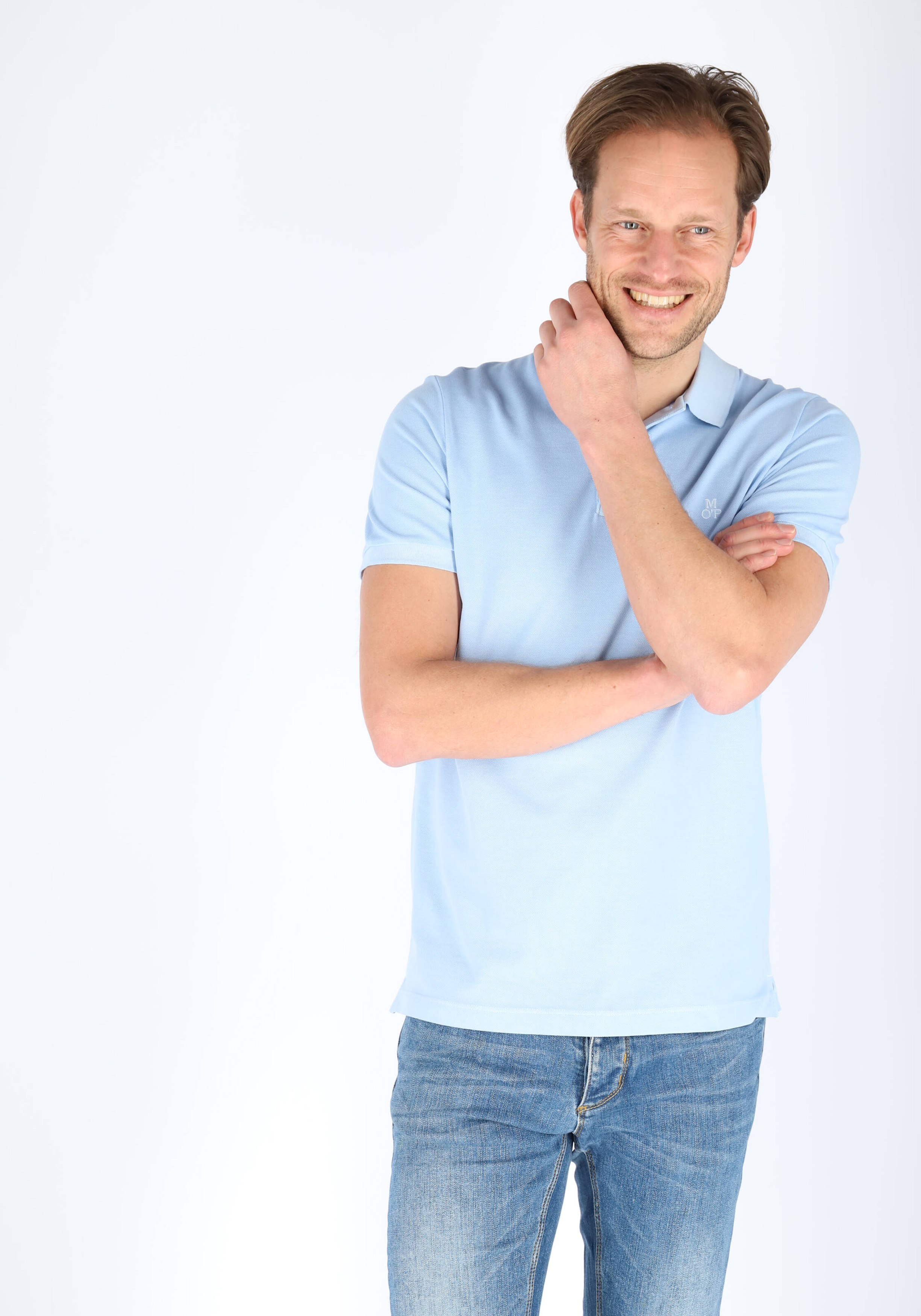 Marc O'Polo shaped fit polo, heren poloshirt, lichtblauw
