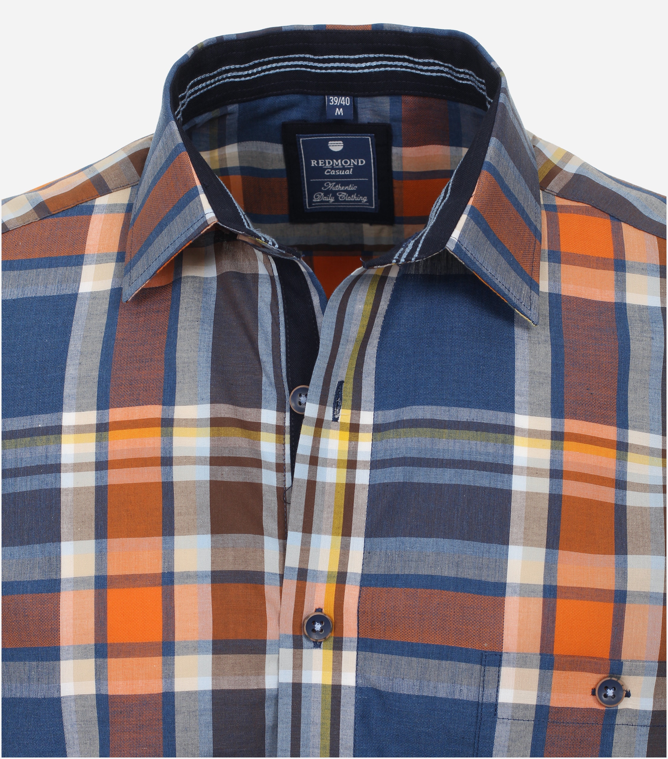 Redmond comfort fit overhemd, popeline, blauw geruit
