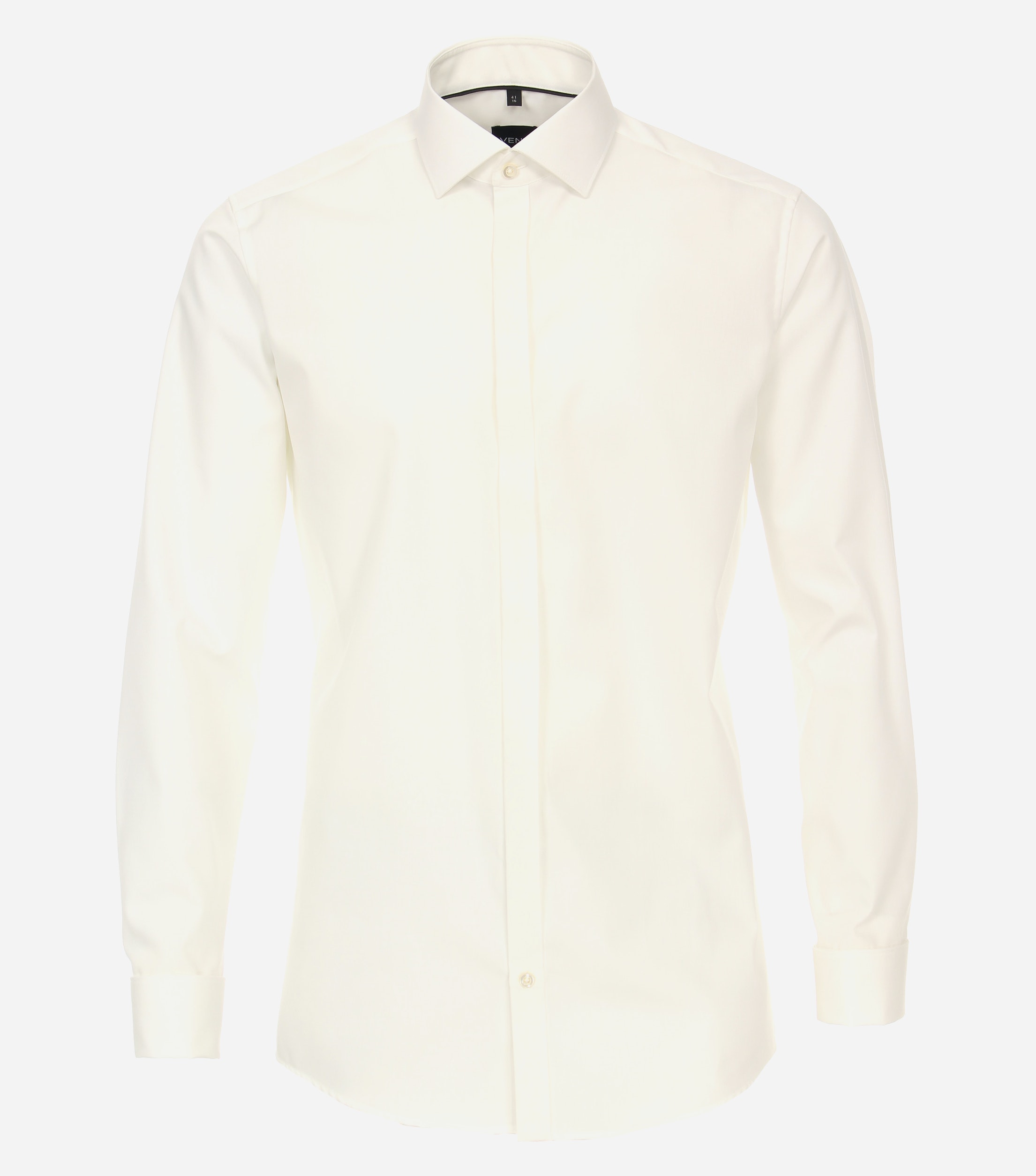 VENTI modern fit smoking overhemd, dubbele manchet en Kent kraag, popeline, beige