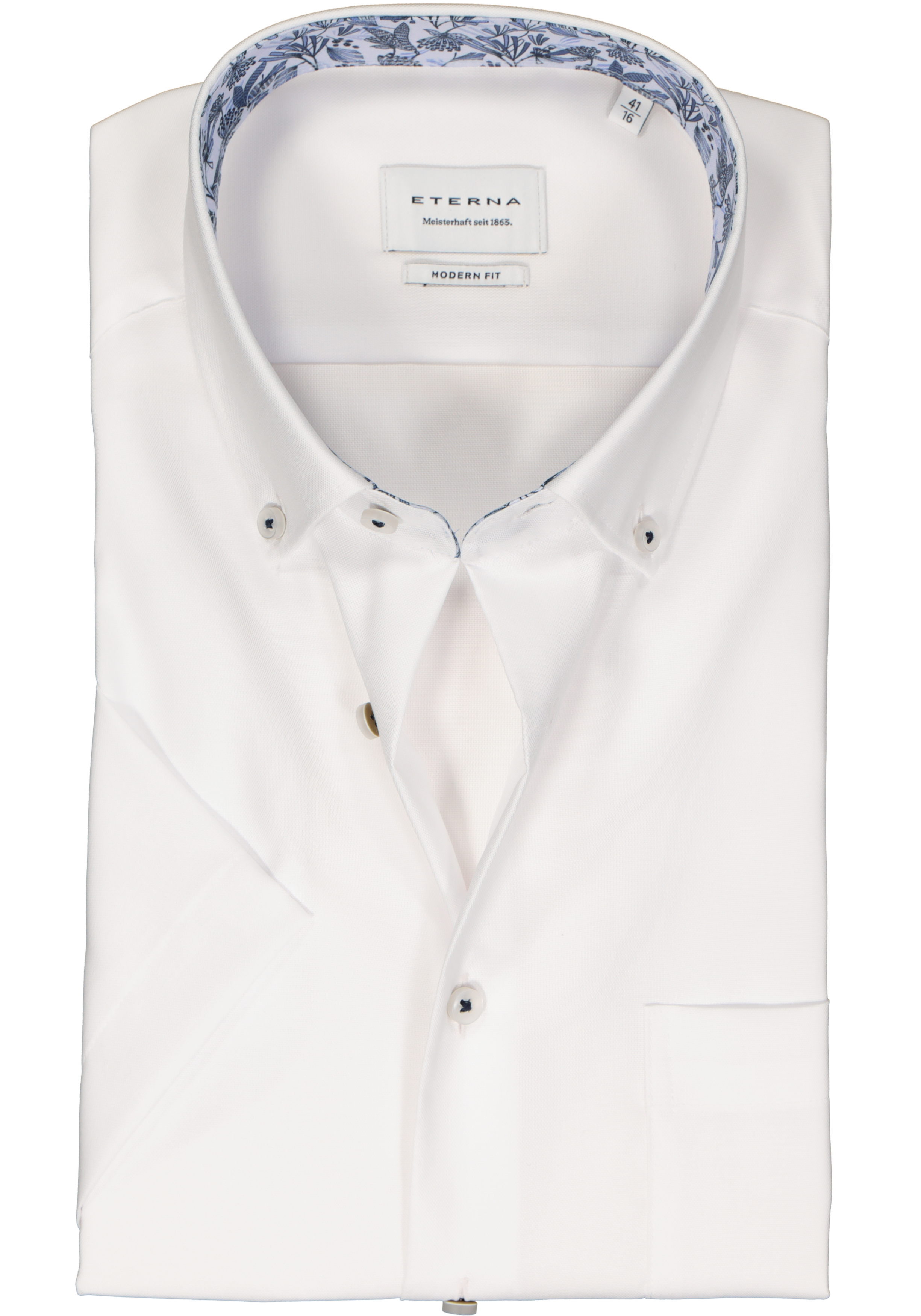 ETERNA modern fit overhemd korte mouw, Oxford, wit (contrast)