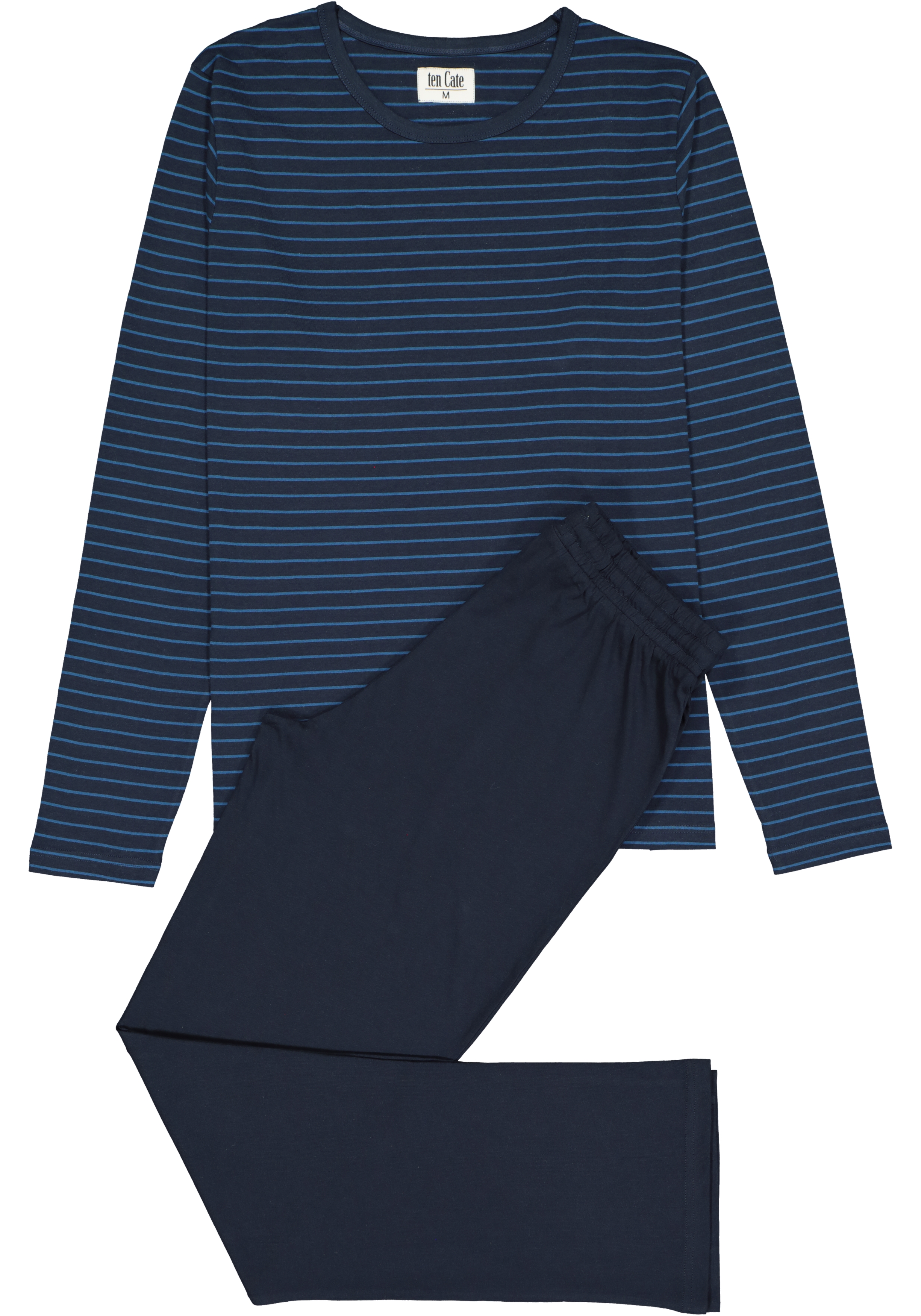 TEN CATE men pyjama, O-hals, blauw gestreept