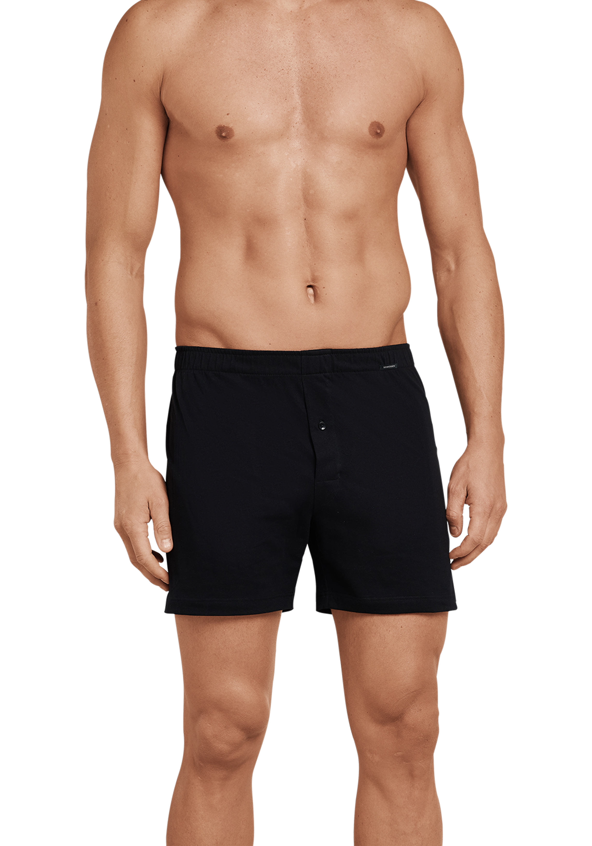 SCHIESSER Cotton Essentials boxershorts wijd (2-pack), tricot, zwart en fijn gestreept