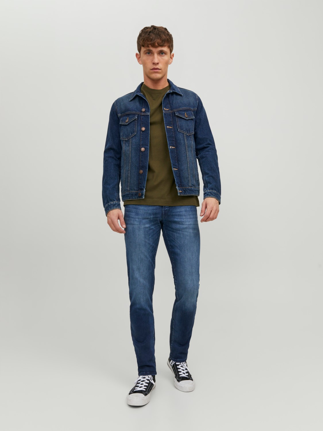 JACK & JONES Glenn Fox Jos loose fit, heren jeans, denimblauw