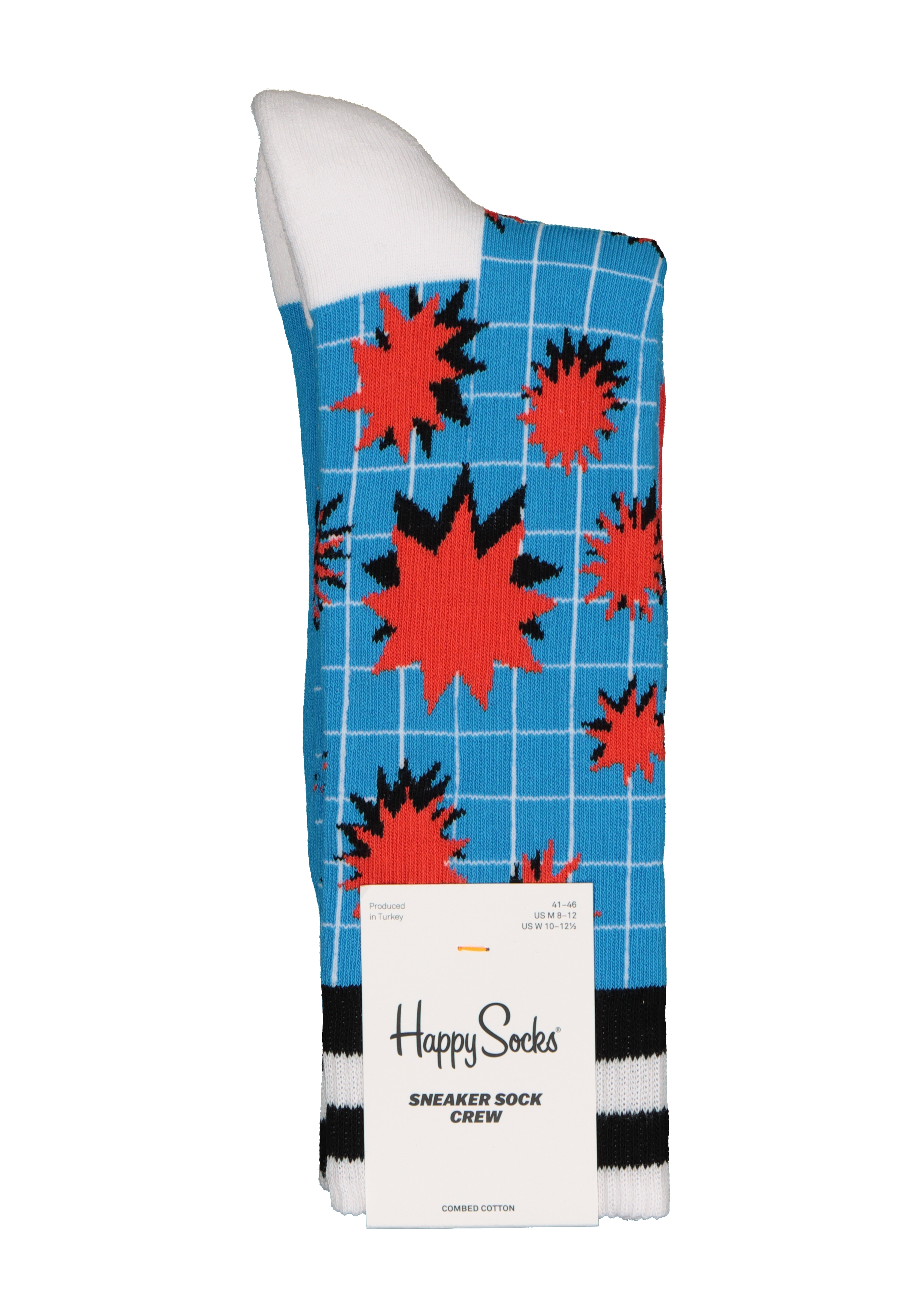 Happy Socks Explosion Crew Sock, explosief blauw