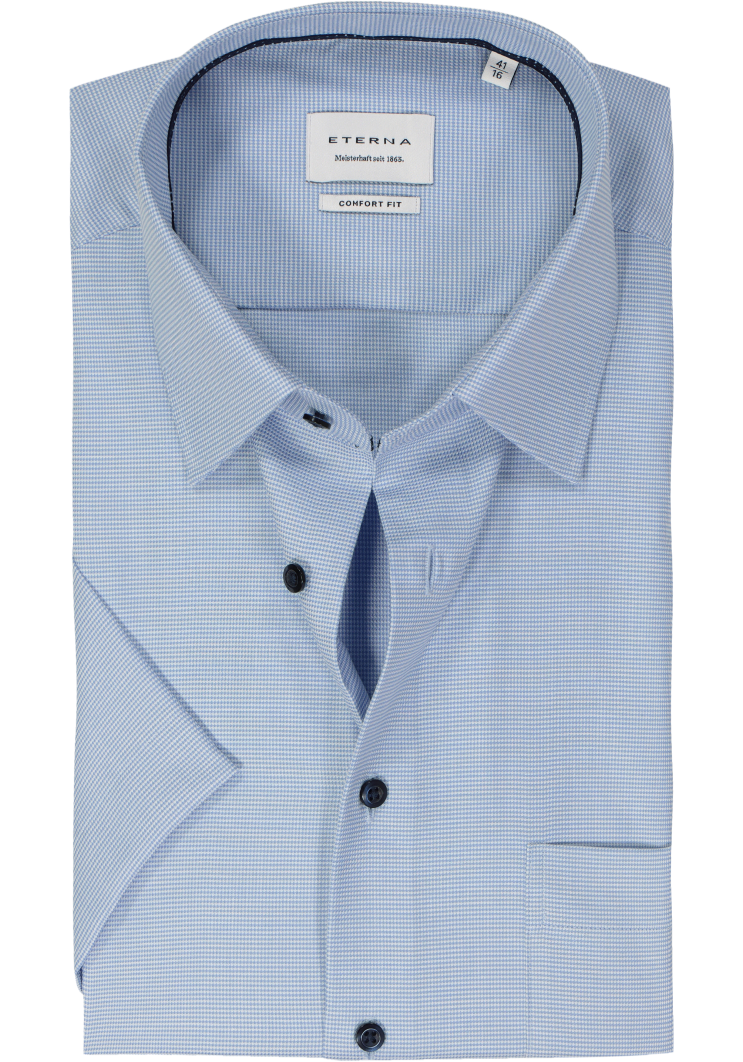 ETERNA comfort fit overhemd korte mouw, twill, lichtblauw