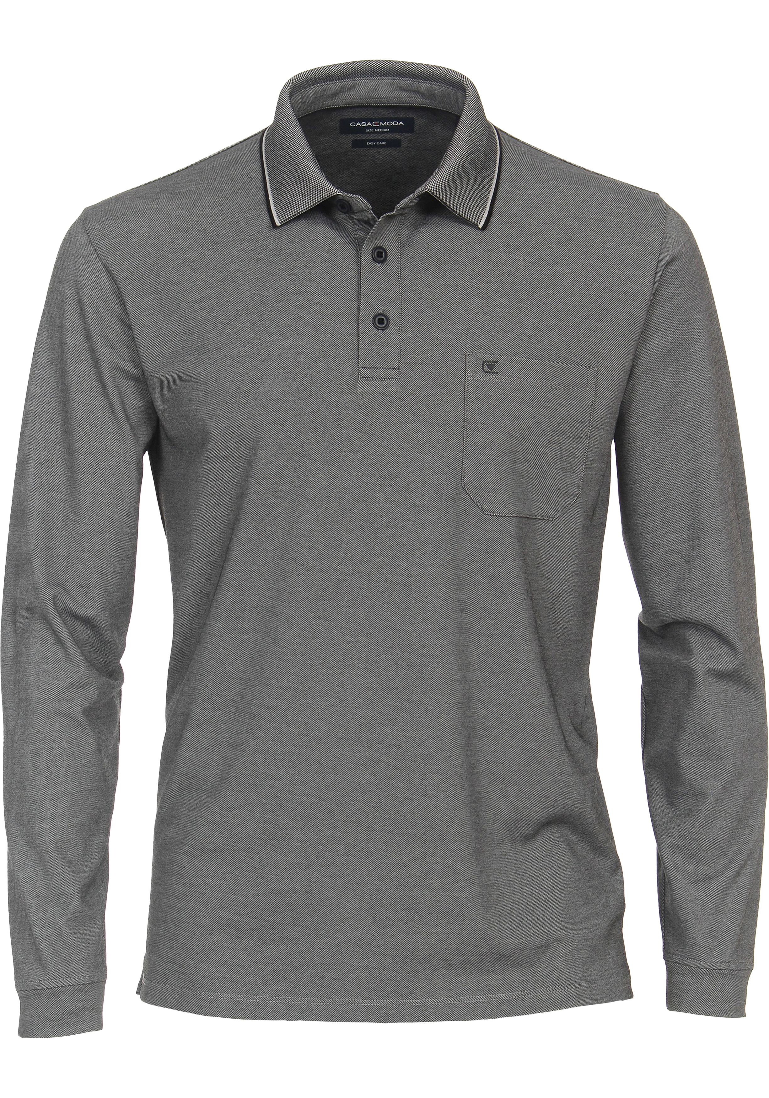 CASA MODA comfort fit polo lange mouw, grijs