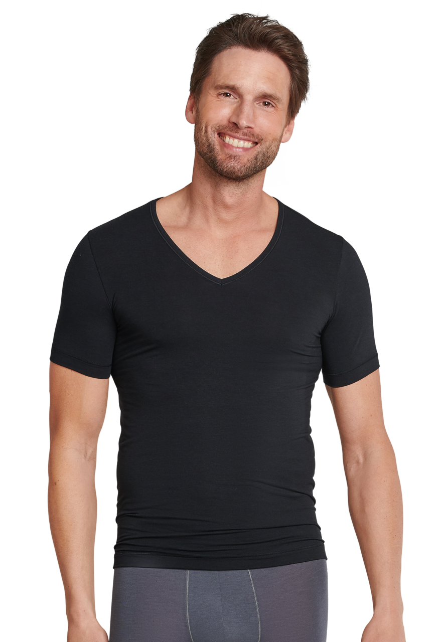 SCHIESSER Personal Fit T-shirt (1-pack), heren shirt korte mouwen v-hals zwart