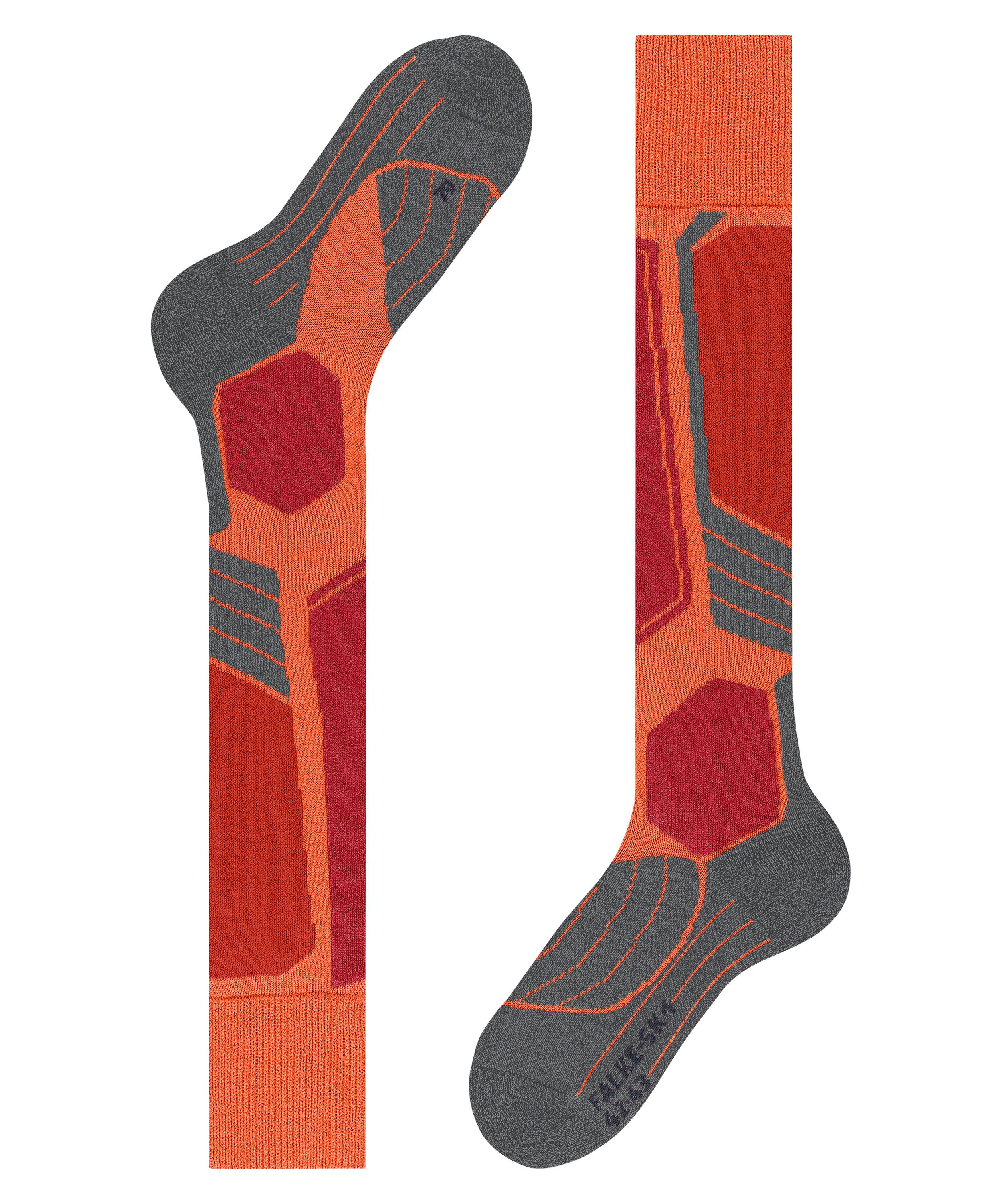 FALKE SK1 Comfort heren skiing kniekousen, grijs (flash orange)