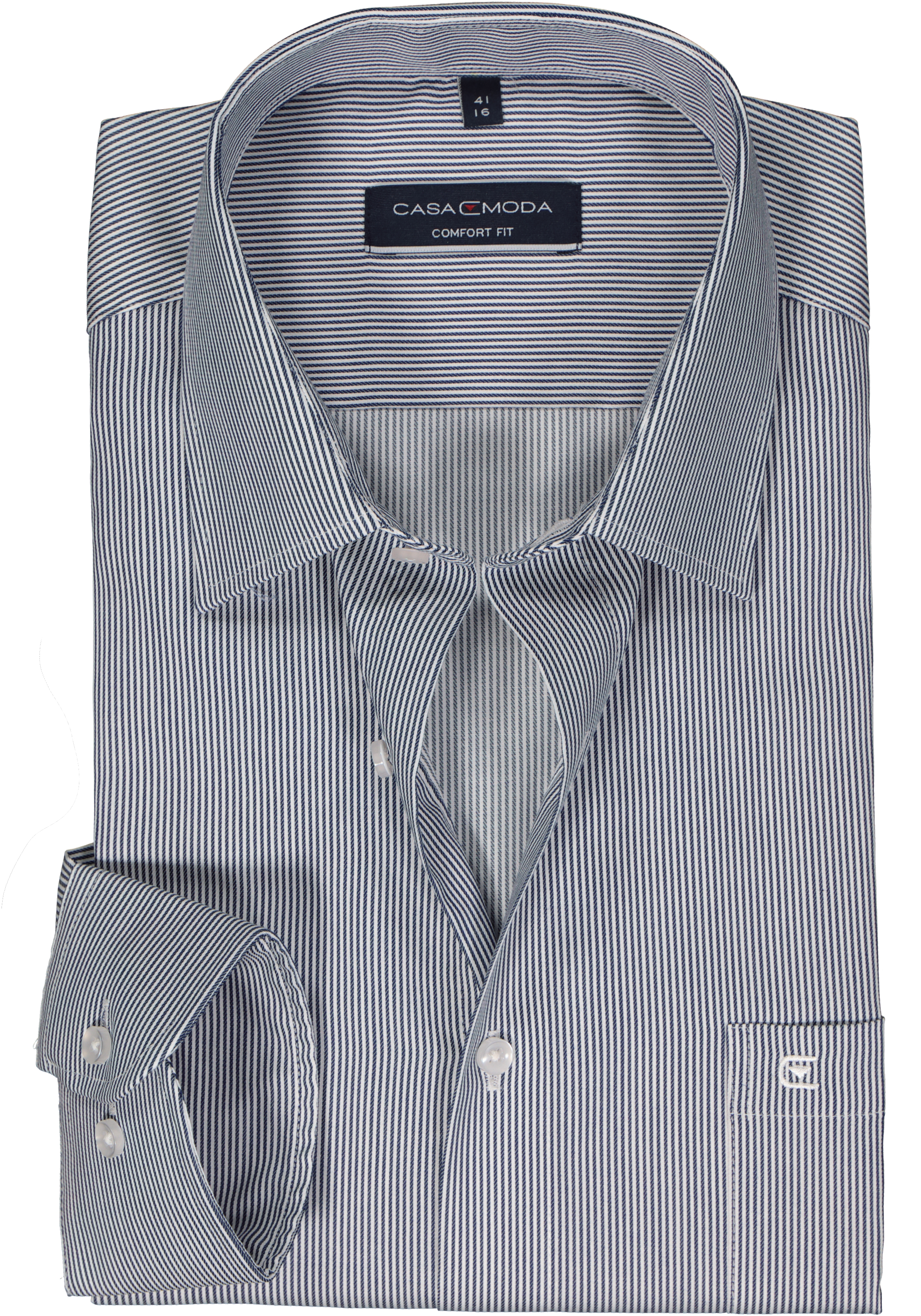 CASA MODA comfort fit overhemd, twill, blauw gestreept