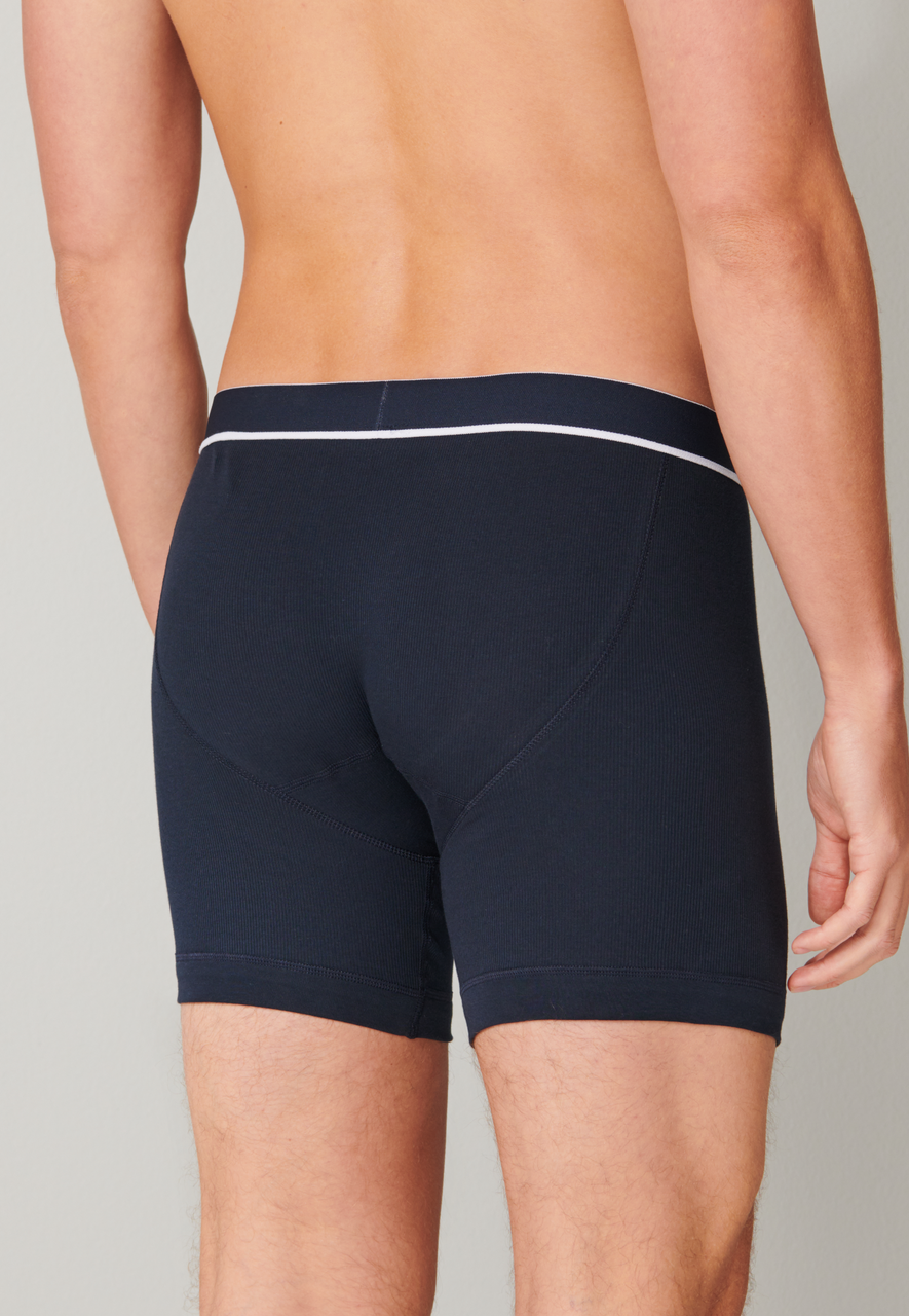 SCHIESSER Retro Rib boxer (1-pack), heren short dubbelrib biologisch katoen donkerblauw