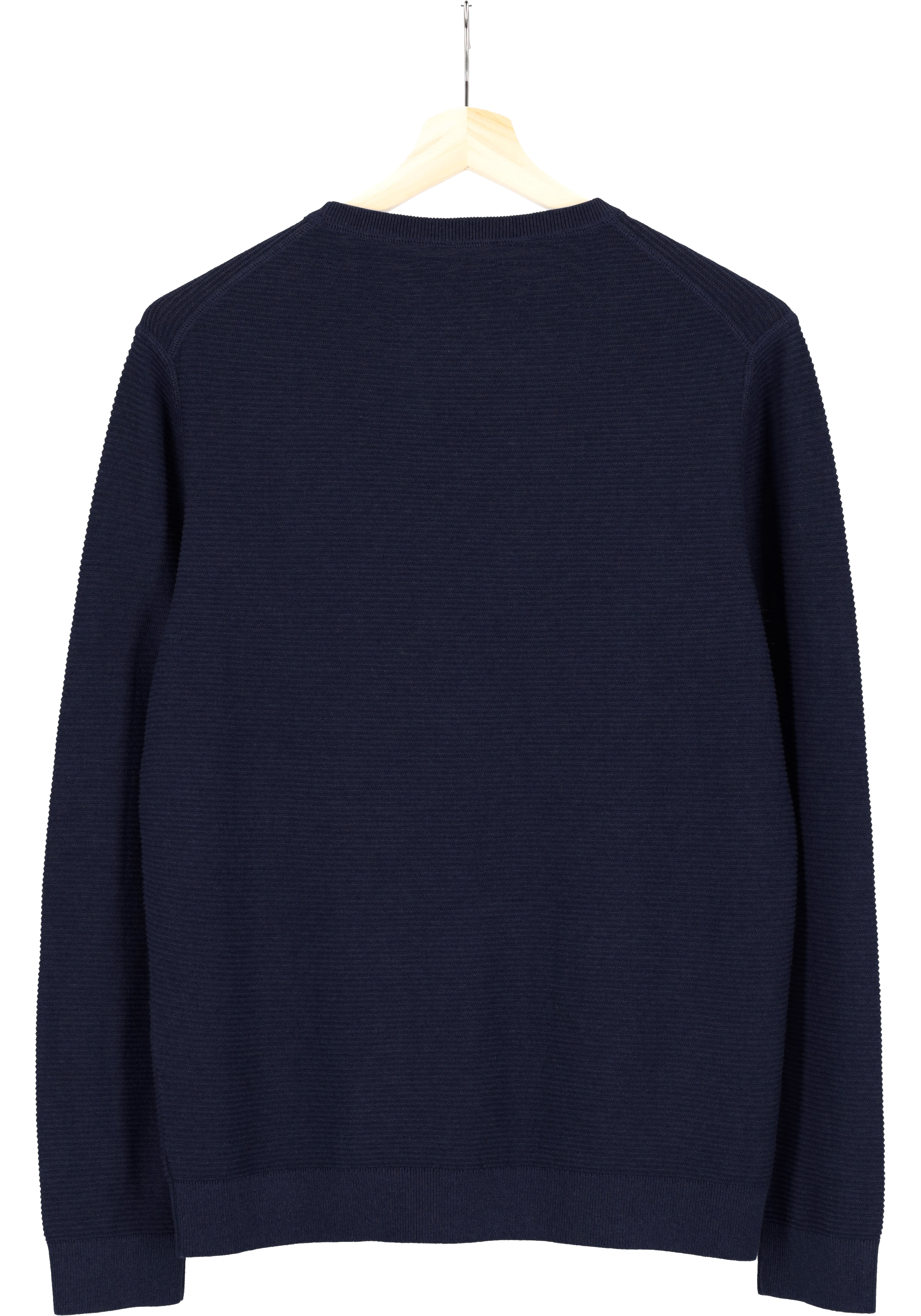 OLYMP modern fit trui katoen structuur, O-hals, donkerblauw