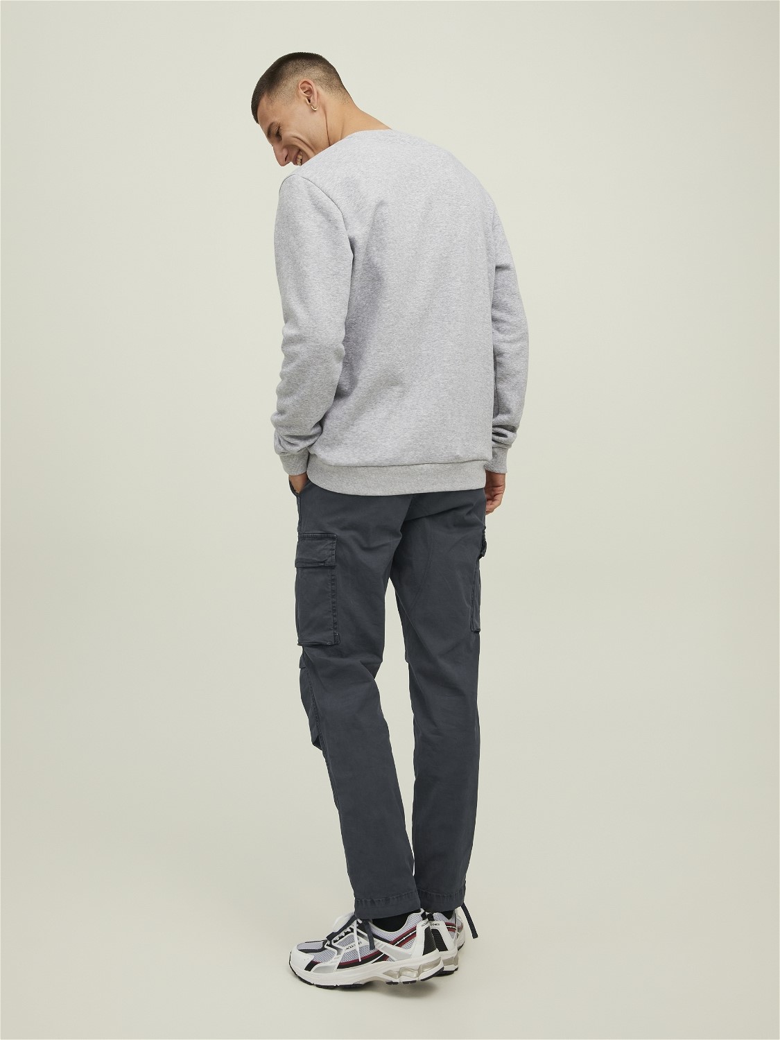 JACK & JONES Ace Tucker Cargoa loose fit, heren cargo broek, donkergrijs