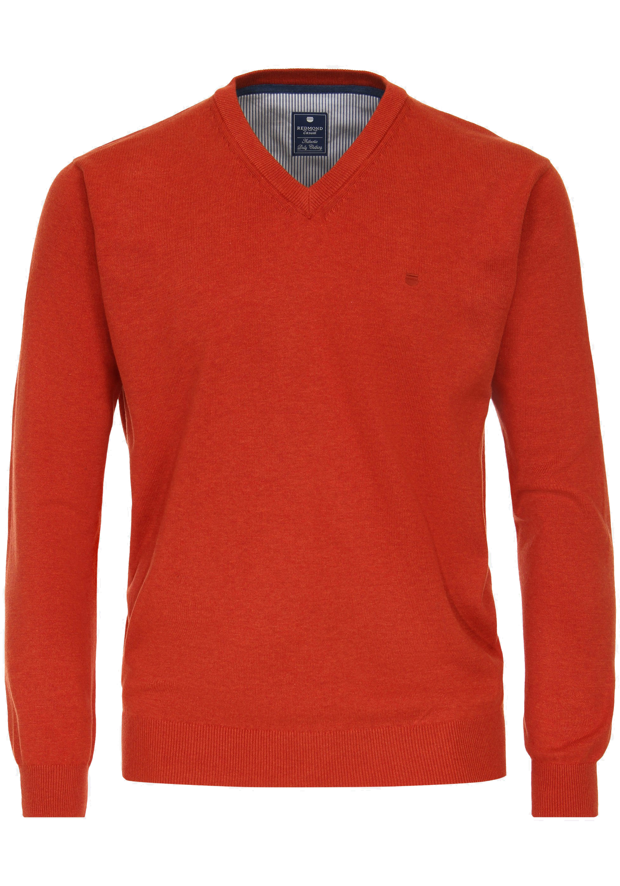 Redmond heren trui katoen, V-hals, terracotta (middeldik)