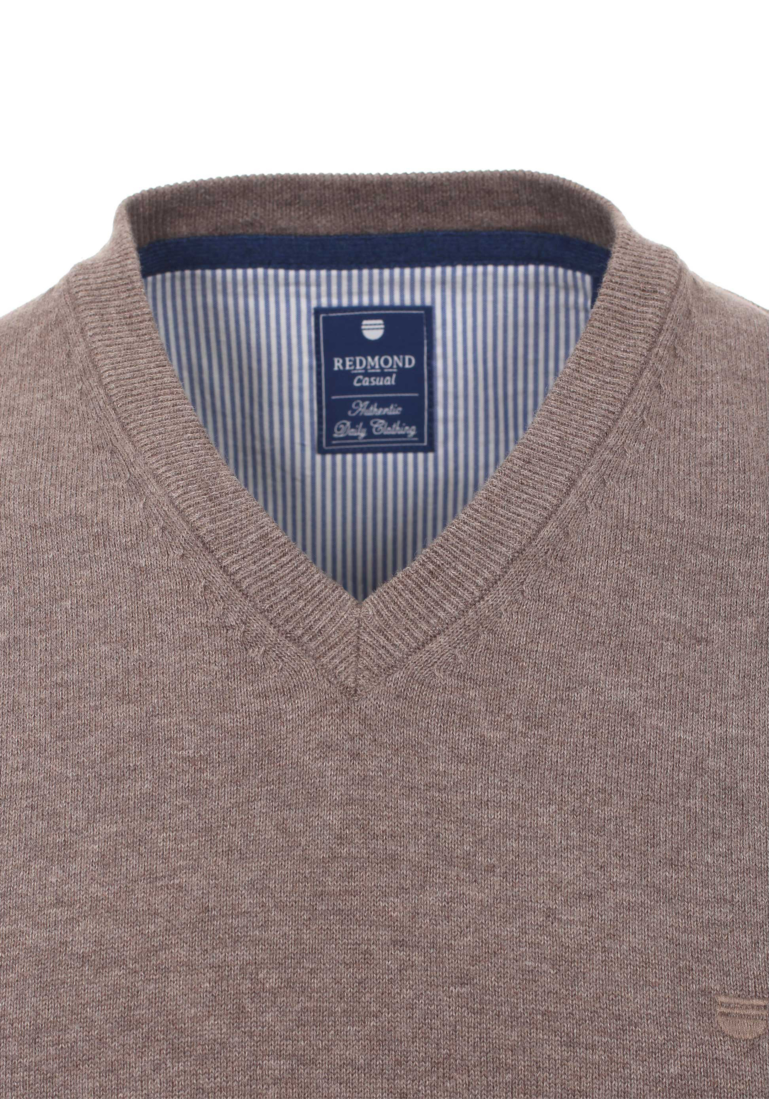 Redmond heren spencer katoen, V-hals, licht beige bruin