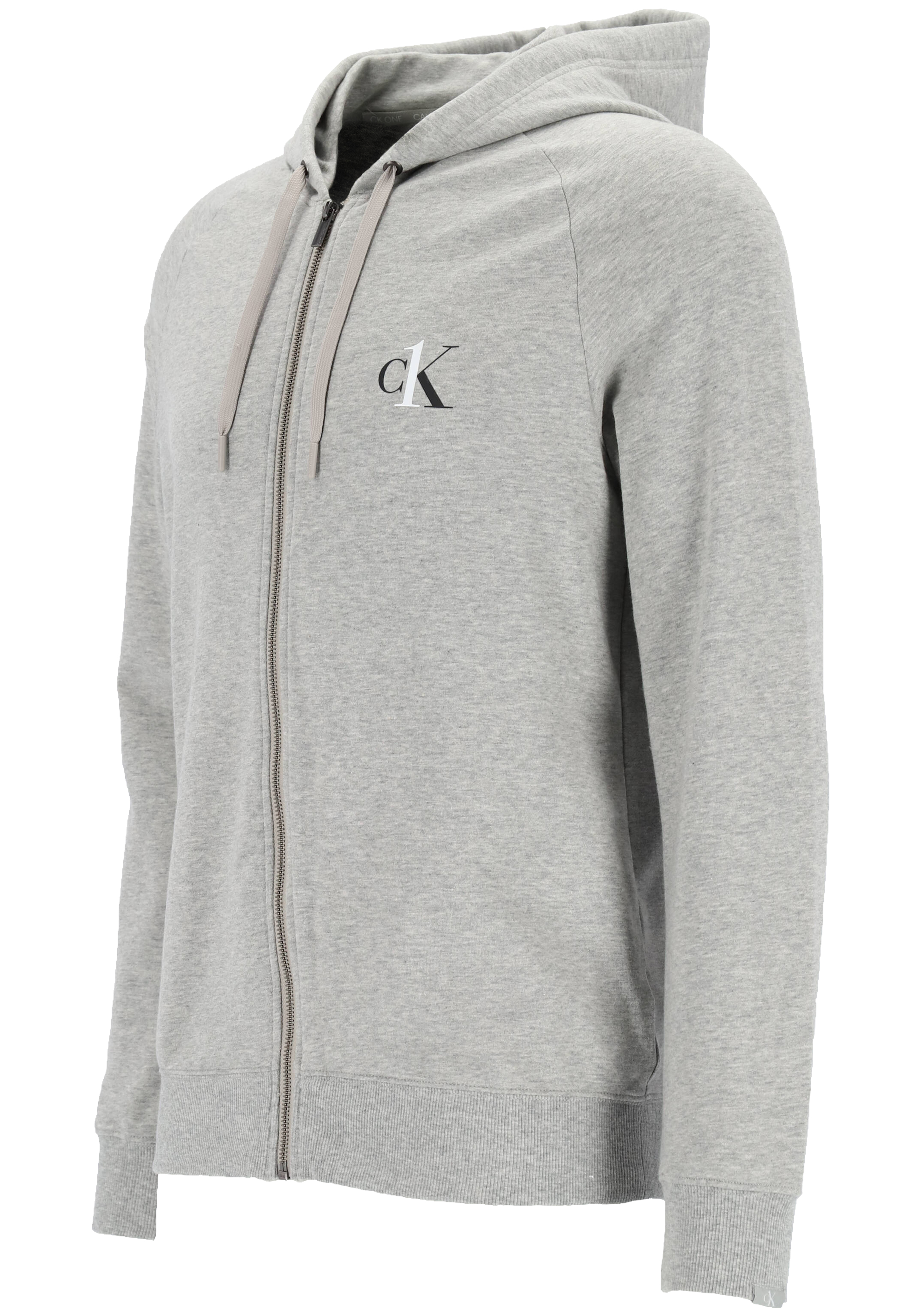 Calvin Klein CK ONE lounge hoodie, heren sweatvest met rits en capuchon, middeldik, grijs melange