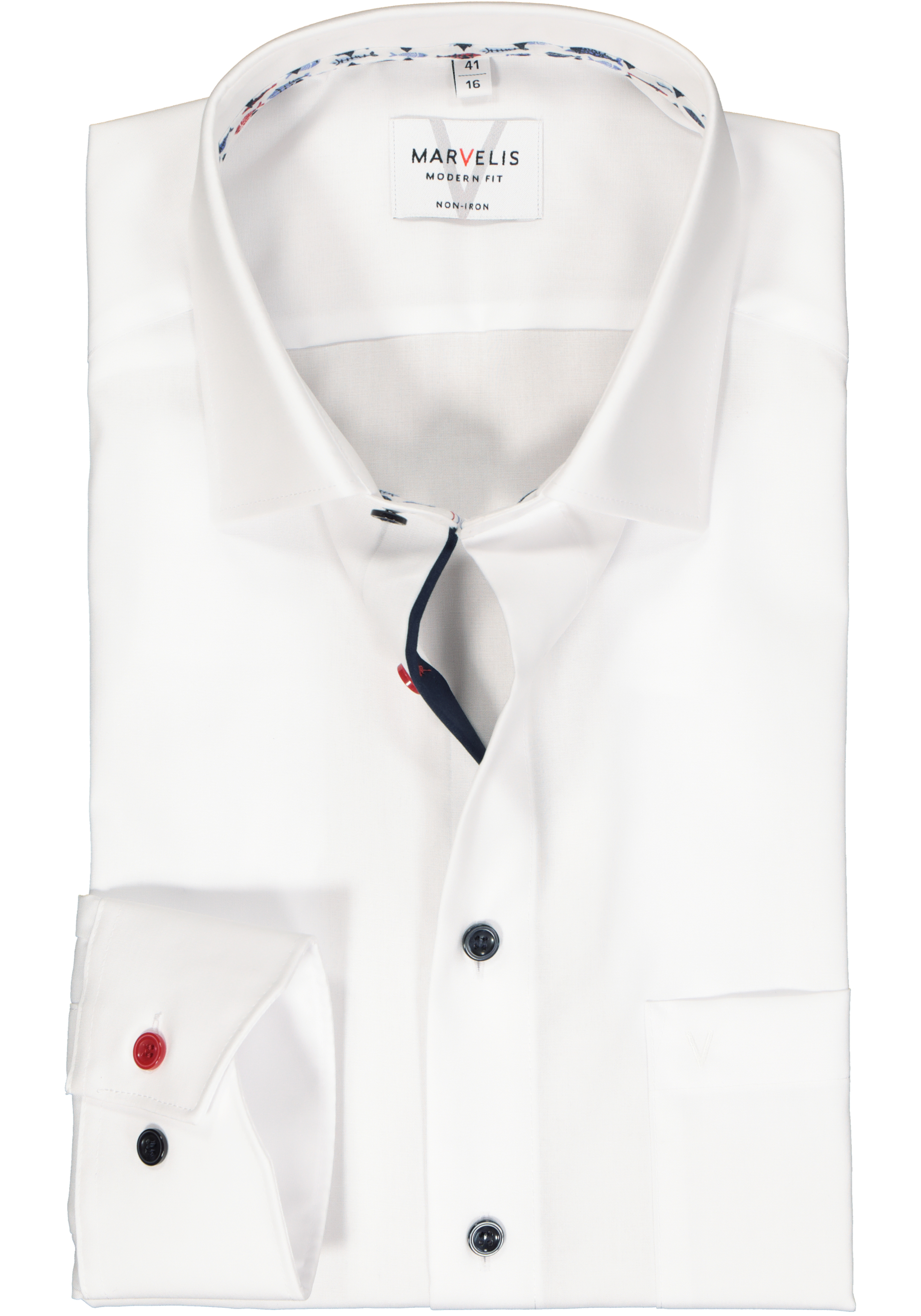 MARVELIS modern fit overhemd, popeline, wit