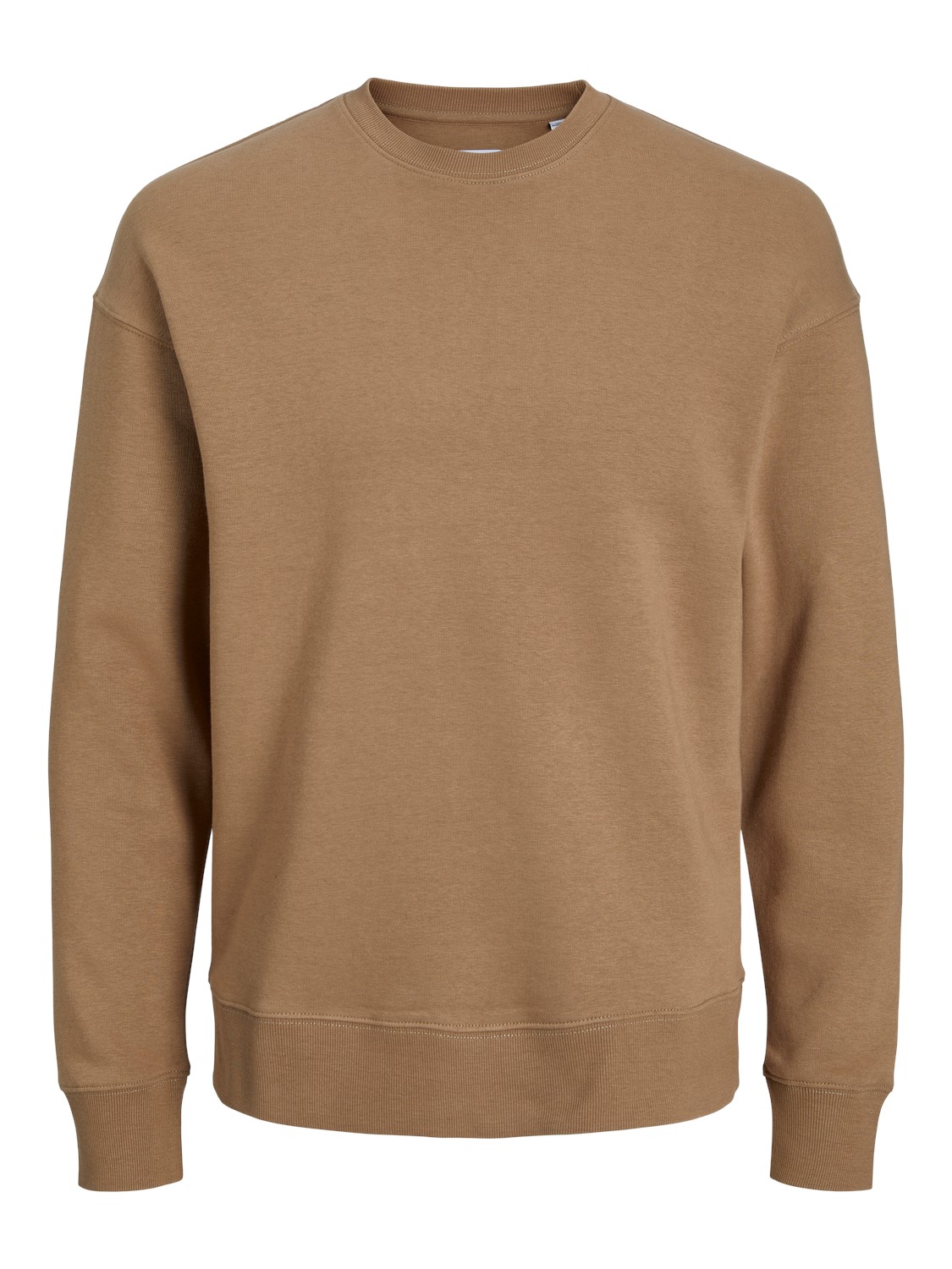 JACK & JONES Bradley sweat crew regular fit, heren sweatshirt katoenmengsel met O-hals, camel bruin