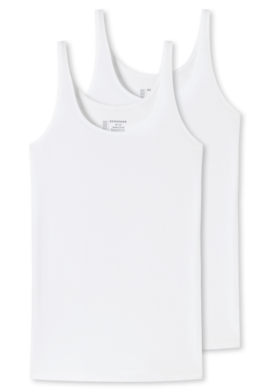 SCHIESSER 95/5 singlet (2-pack), dames top biologisch katoen wit
