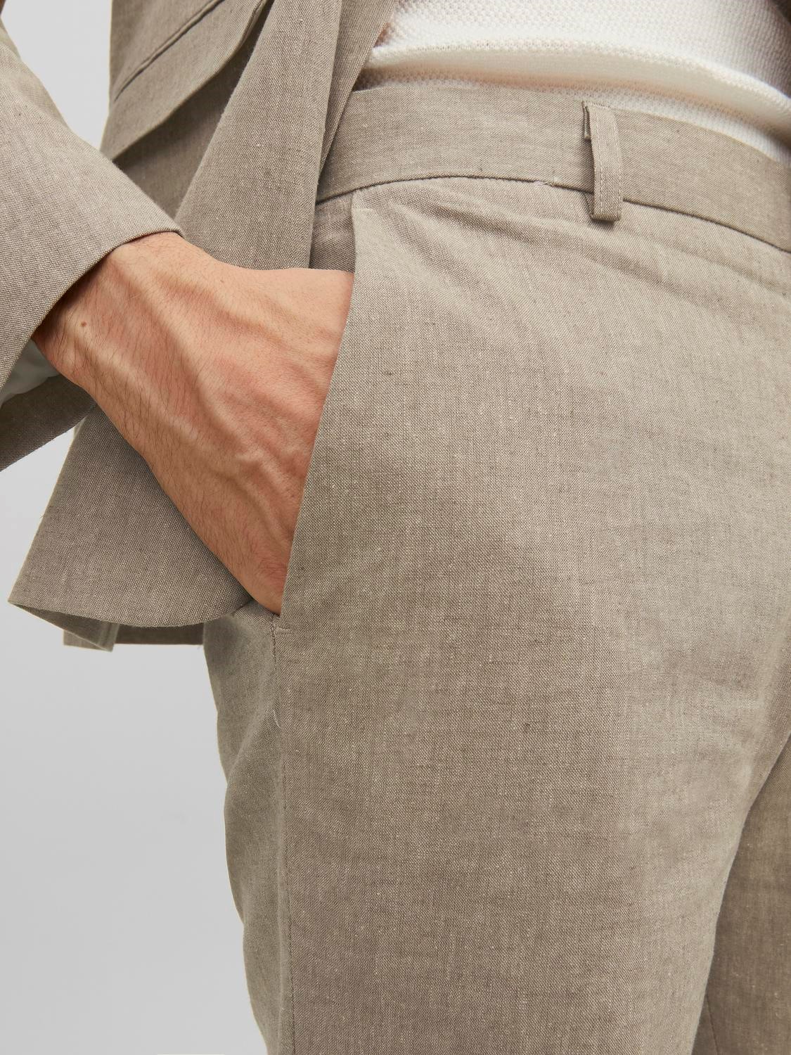 JACK & JONES Riviera Linen Trouser Fit slim fit, heren pantalon, beige