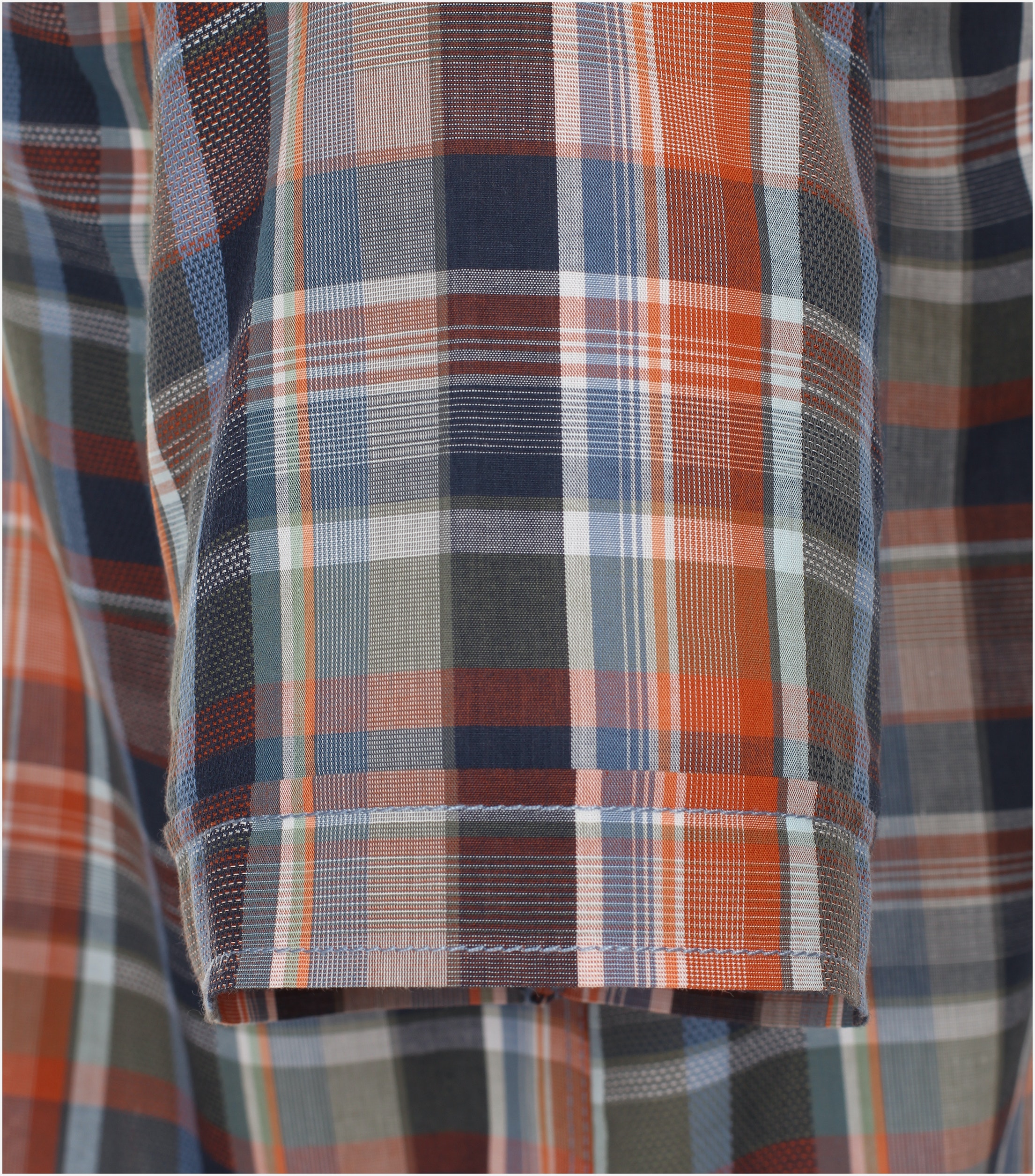 CASA MODA Sport casual fit overhemd, korte mouw, dobby, oranje geruit